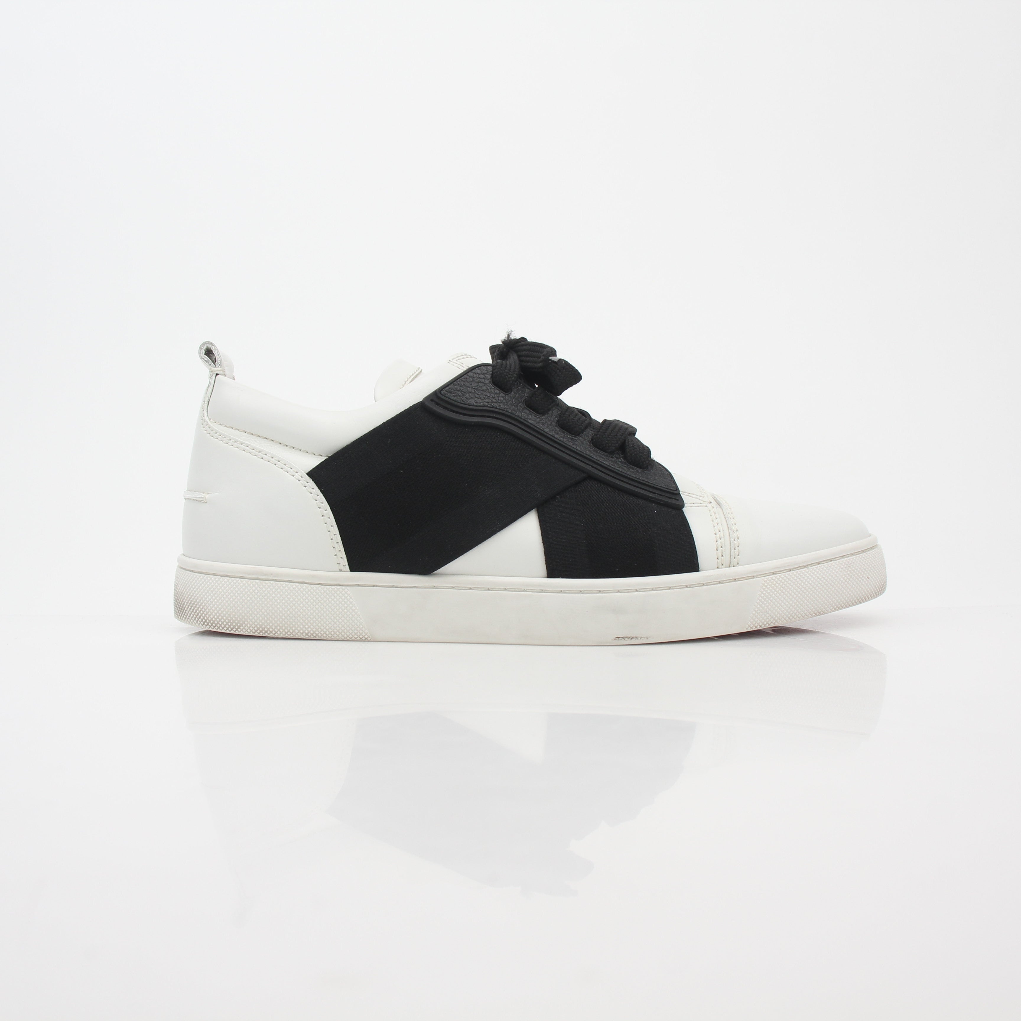 Christian Louboutin White and Black Elastikid Sneakers