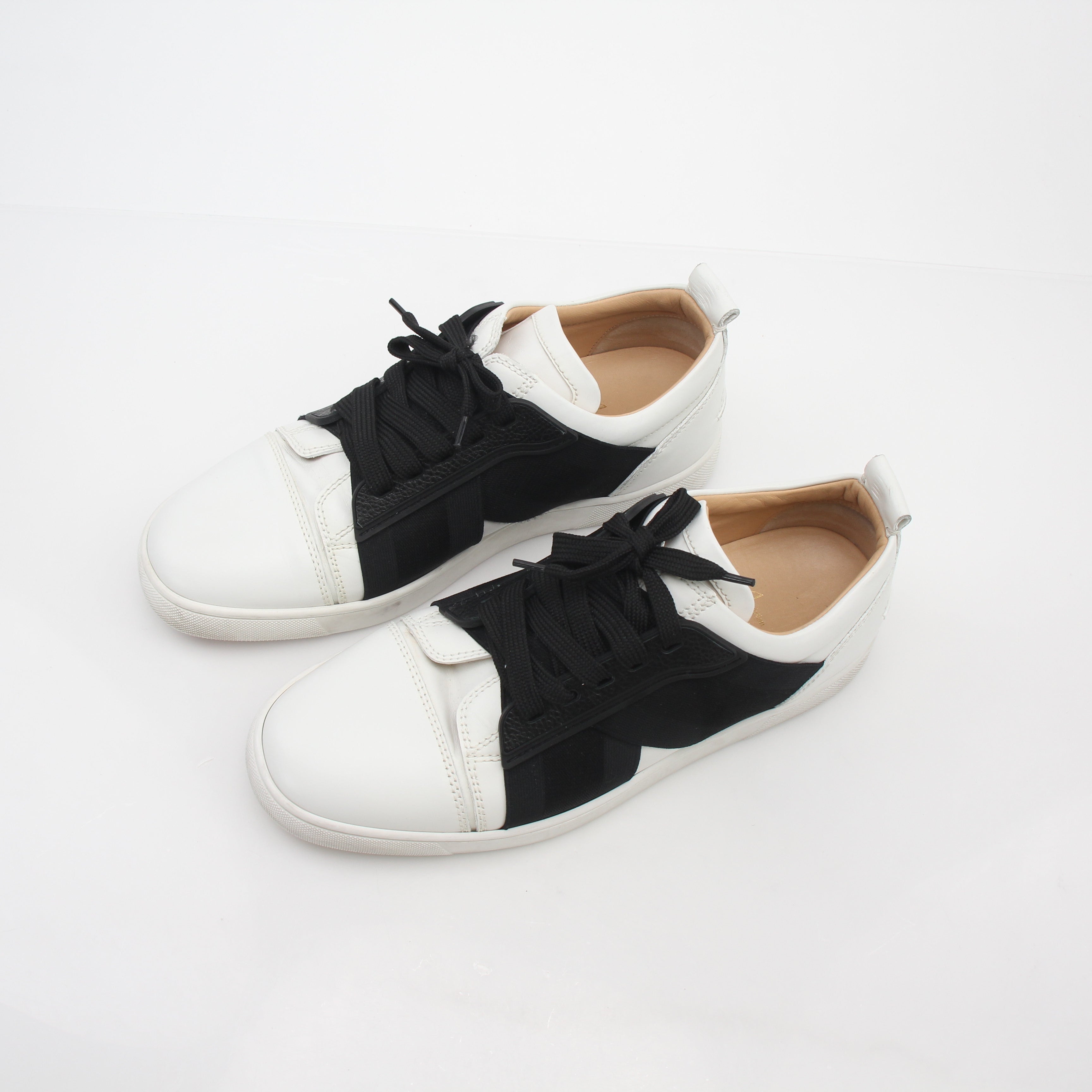 Christian Louboutin White and Black Elastikid Sneakers