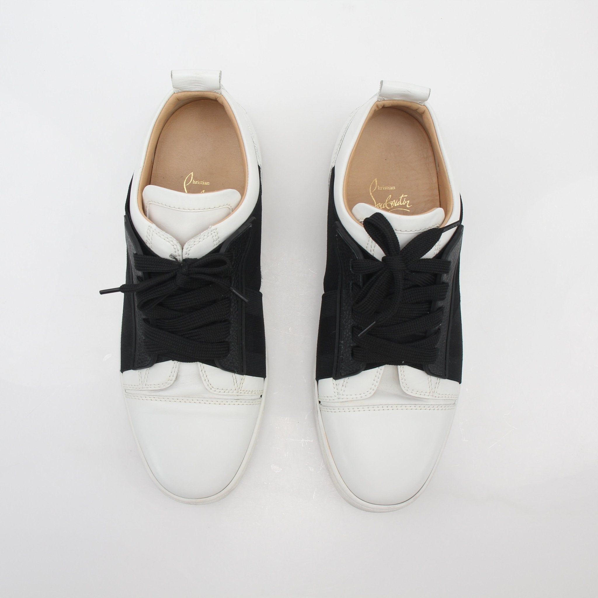 Christian Louboutin White and Black Elastikid Sneakers