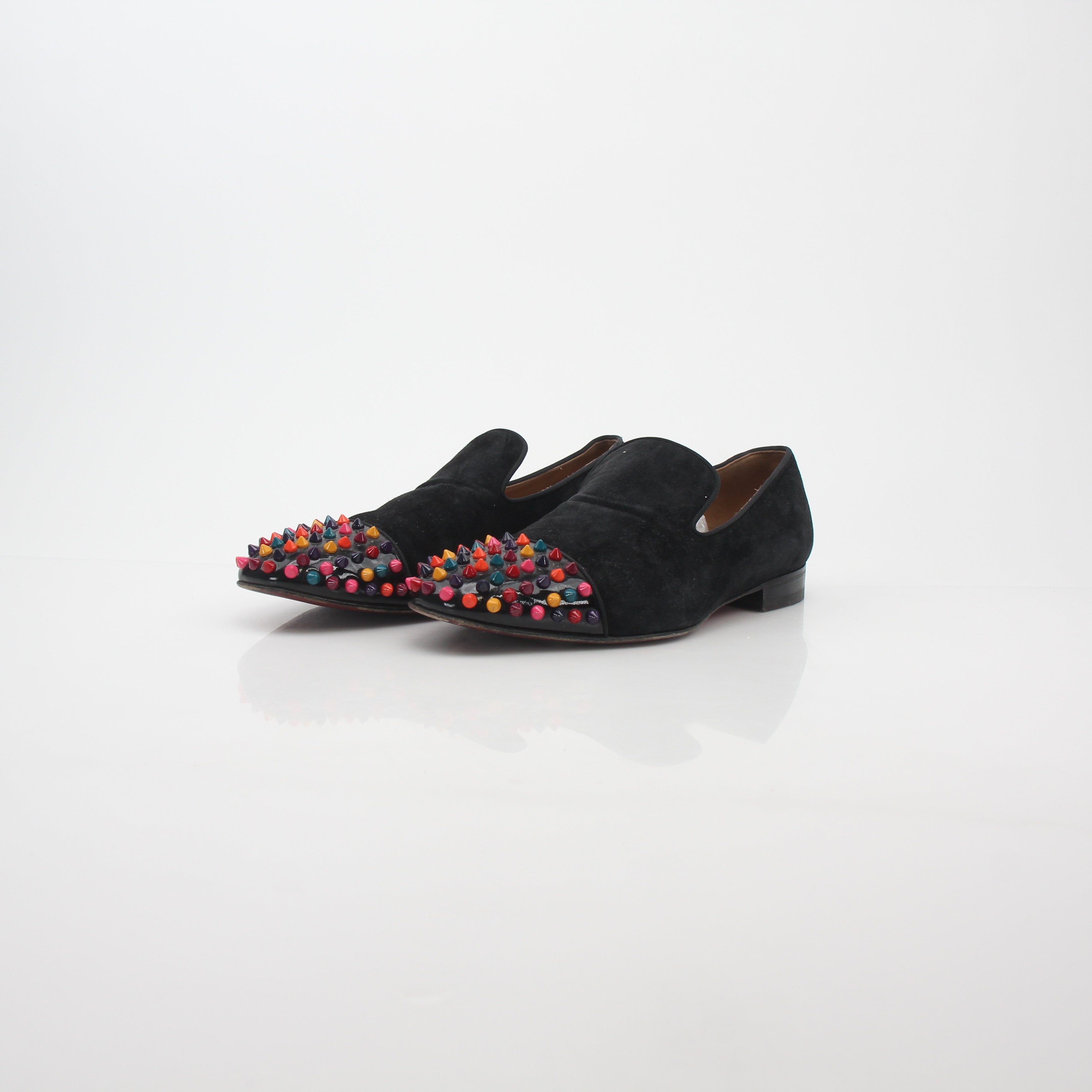 Christian Louboutin Black Spooky Multicolor Spike Loafers
