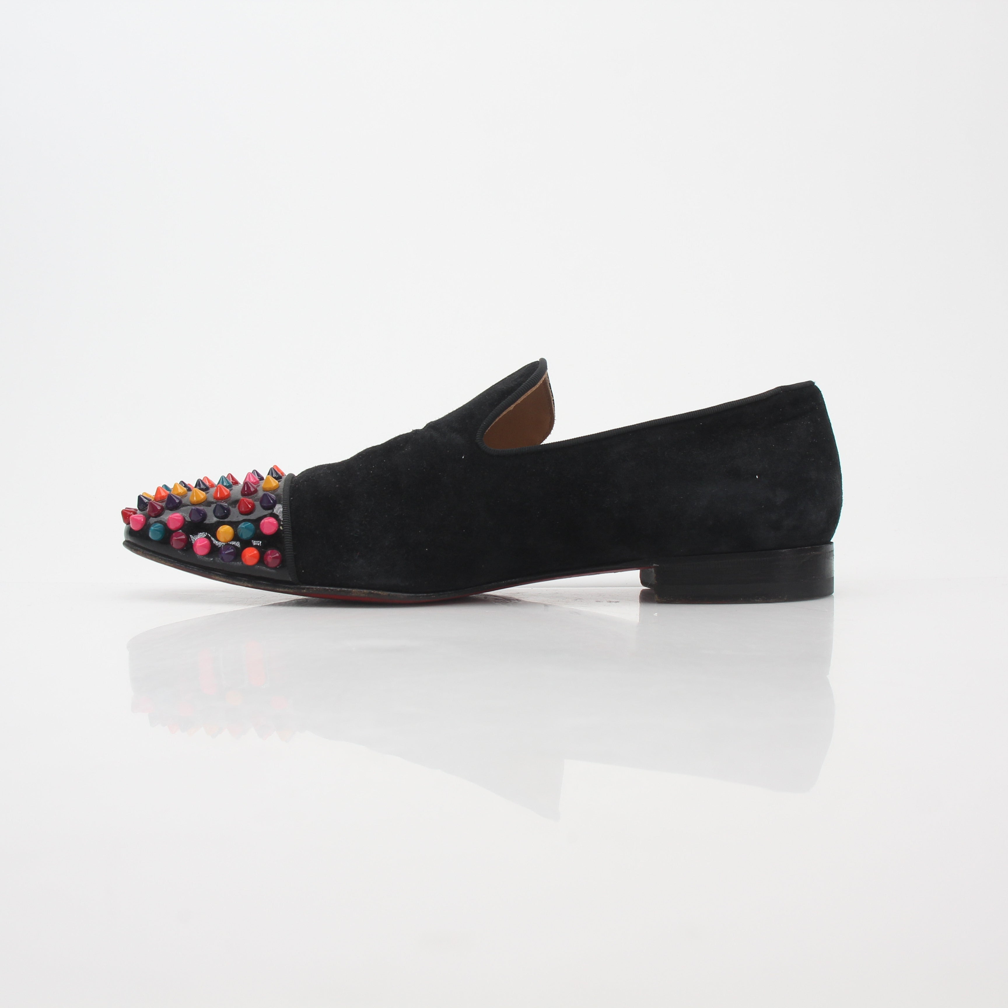 Christian Louboutin Black Spooky Multicolor Spike Loafers