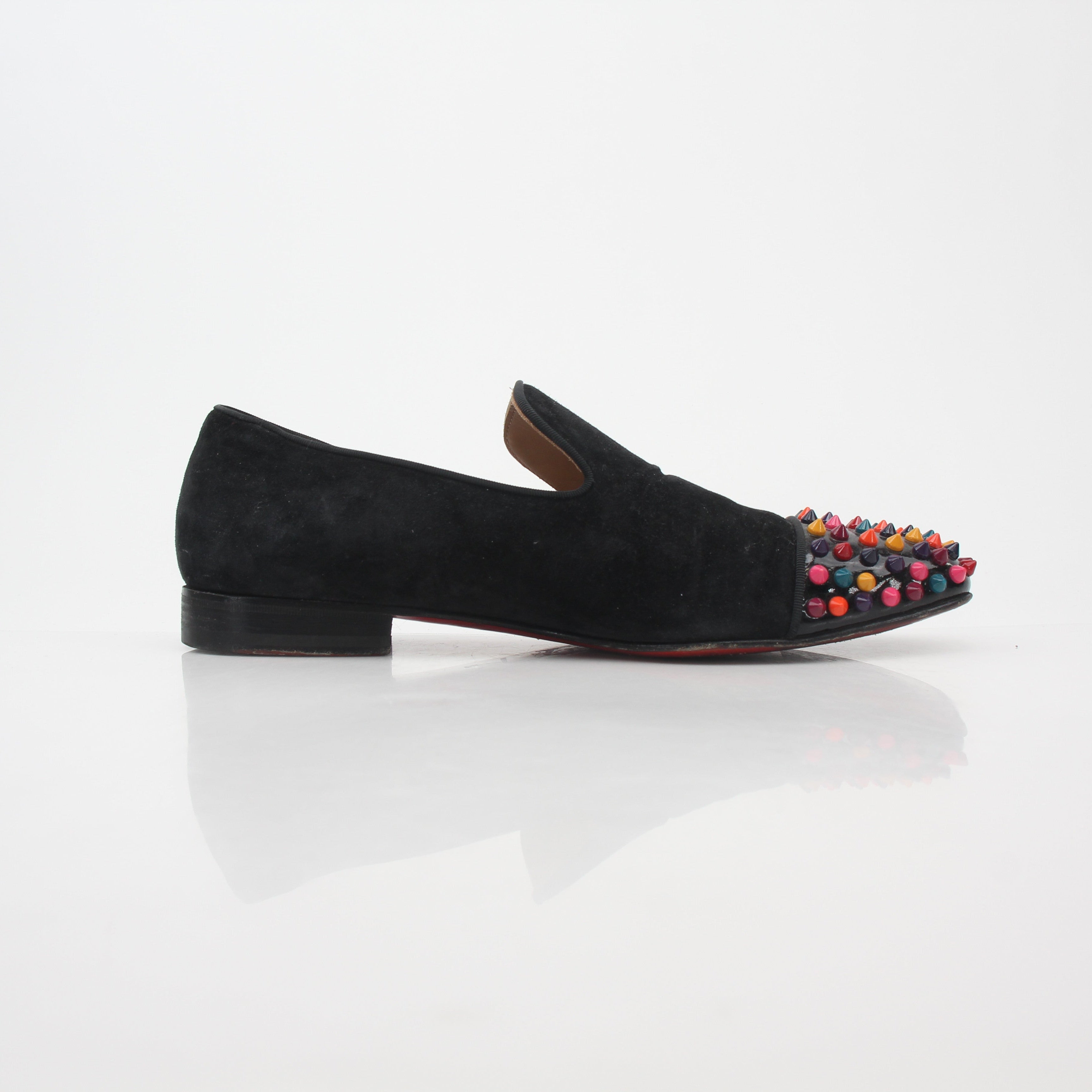 Christian Louboutin Black Spooky Multicolor Spike Loafers