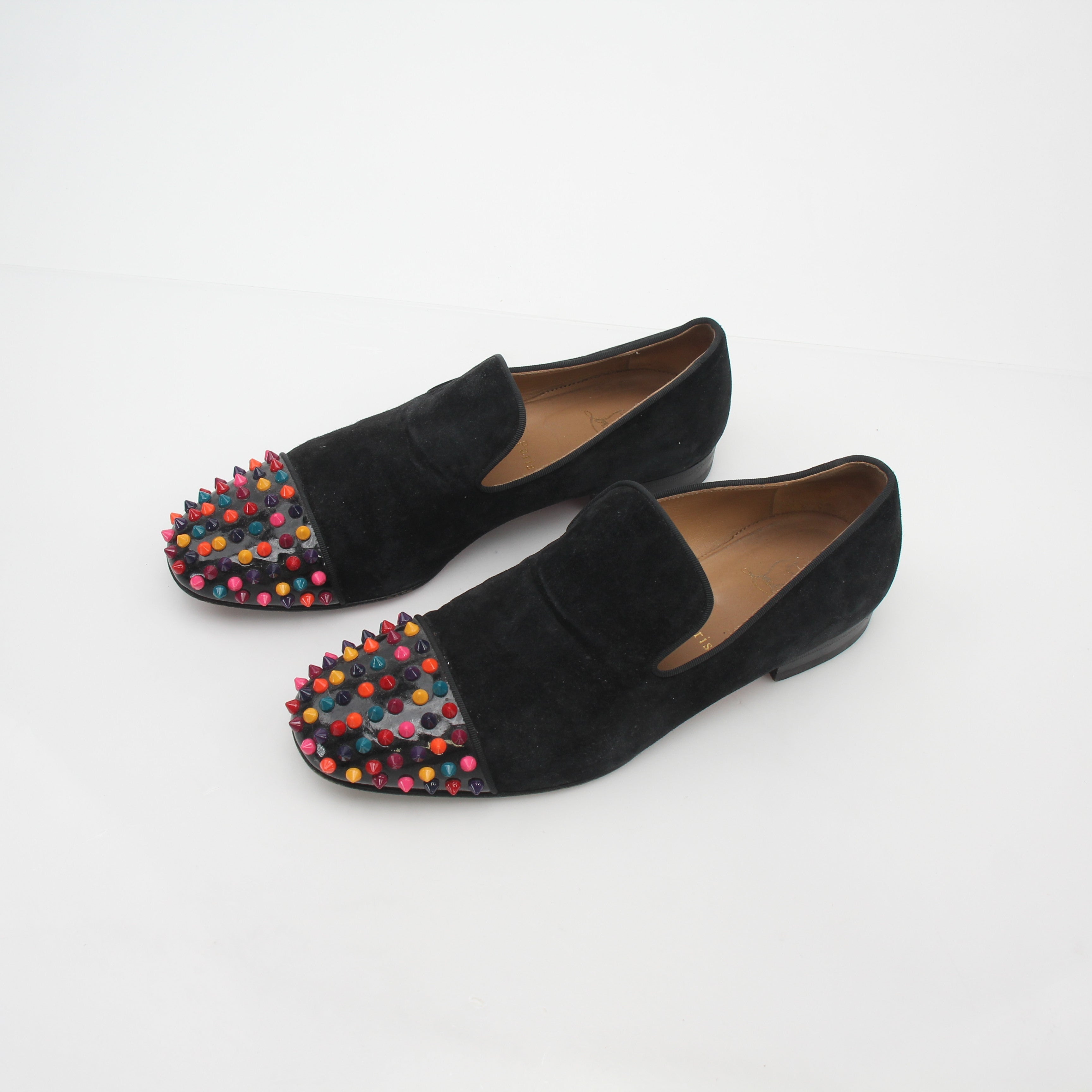 Christian Louboutin Black Spooky Multicolor Spike Loafers