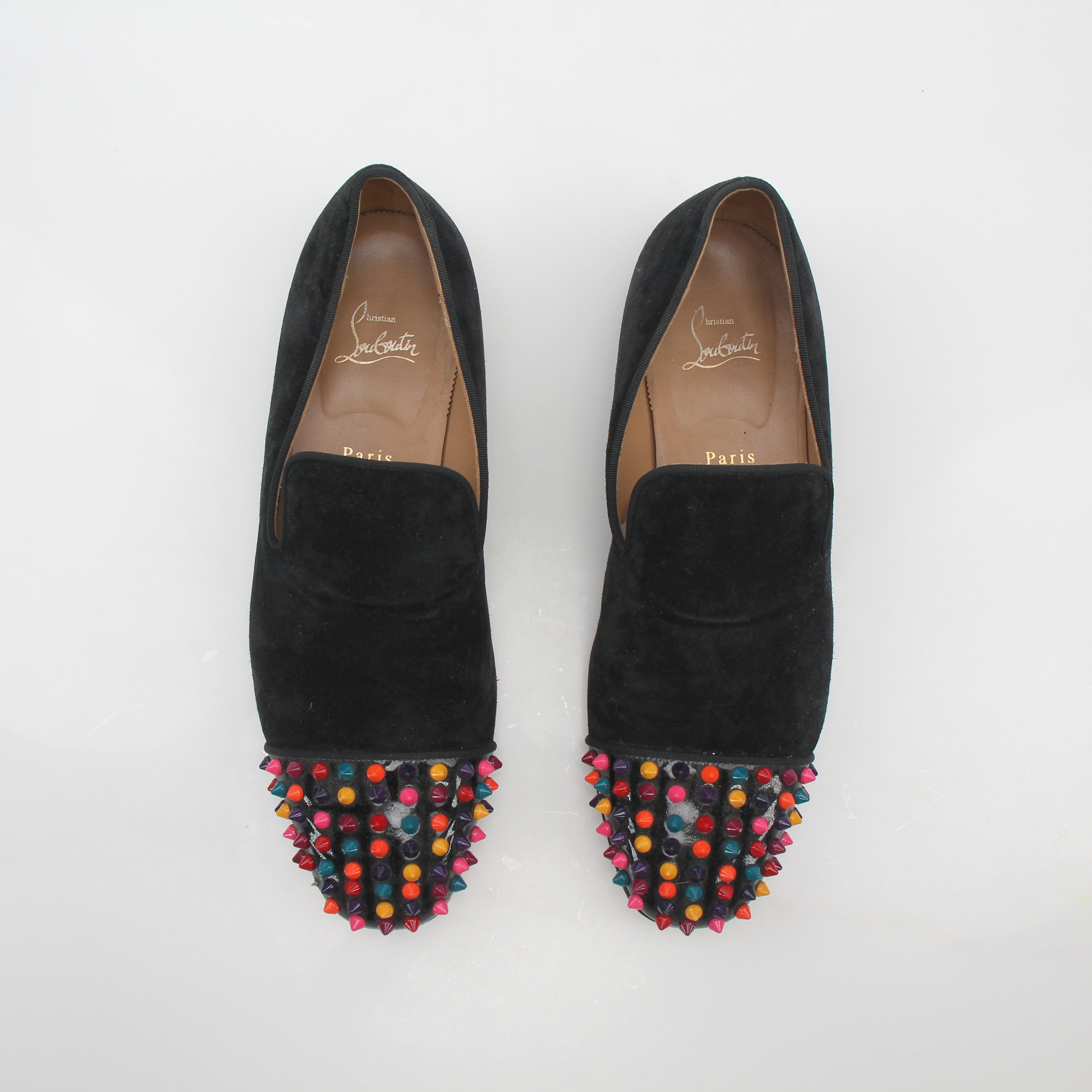Christian Louboutin Black Spooky Multicolor Spike Loafers