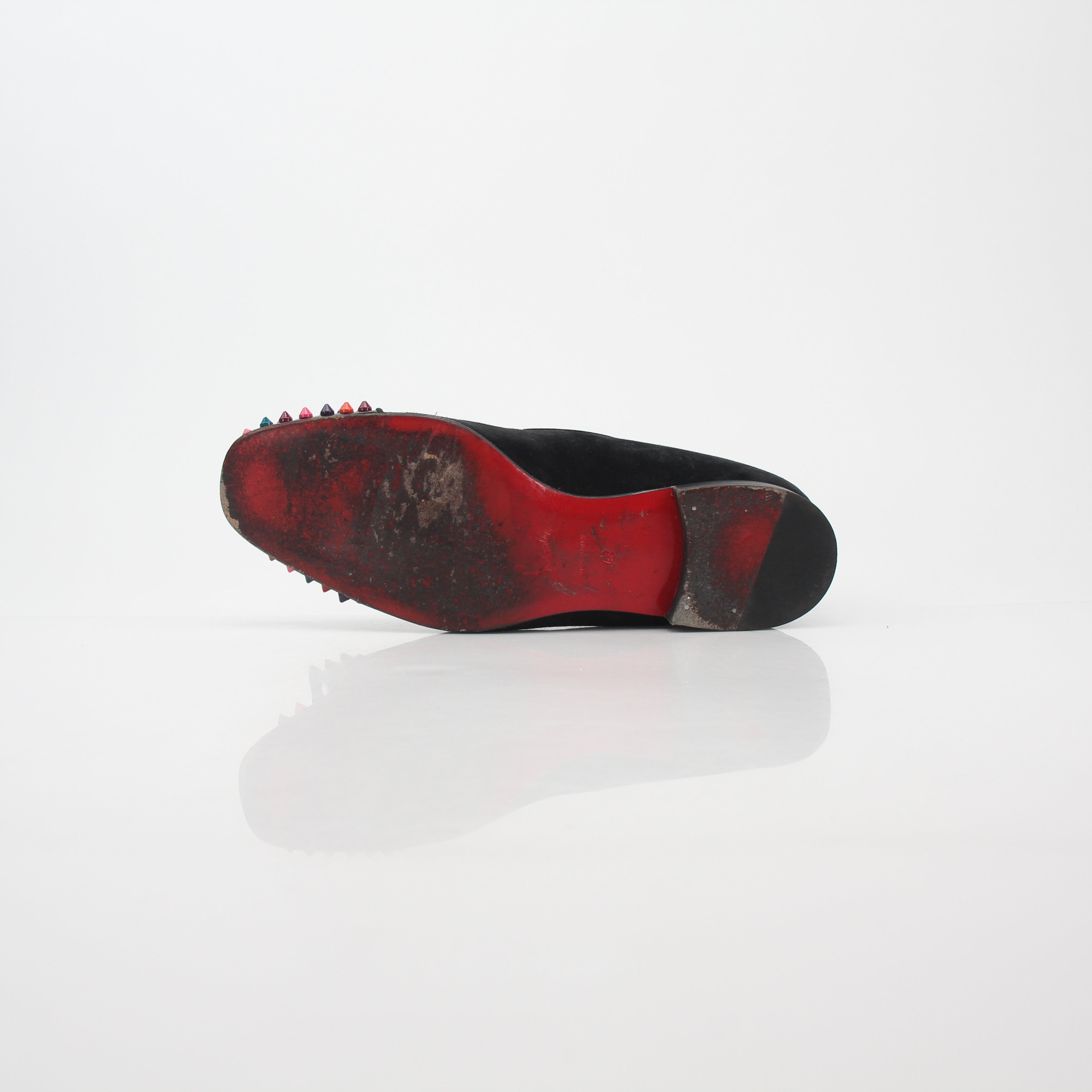 Christian Louboutin Black Spooky Multicolor Spike Loafers
