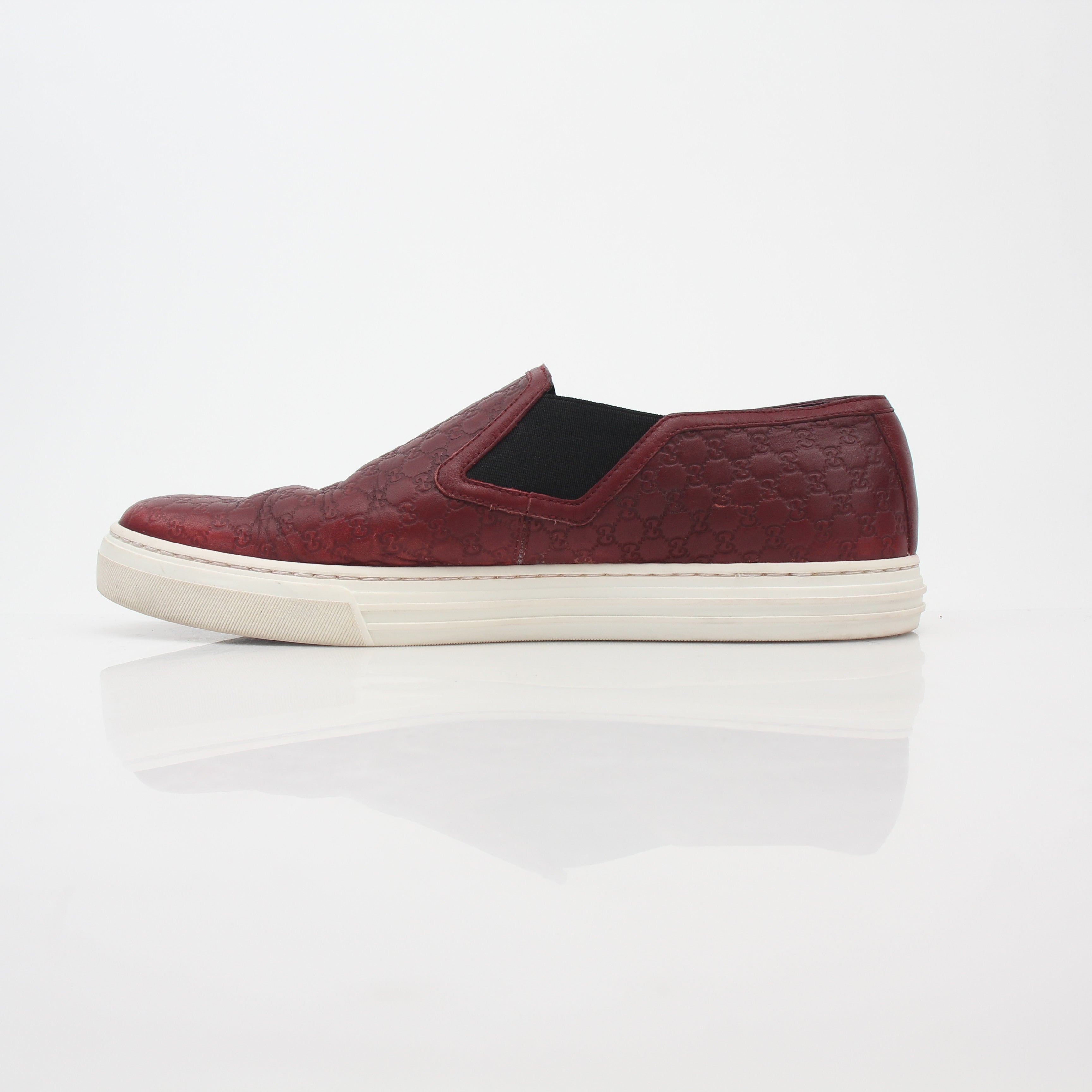 Gucci Burgundy Dublin Microguccissima Leather Slip-On Sneakers