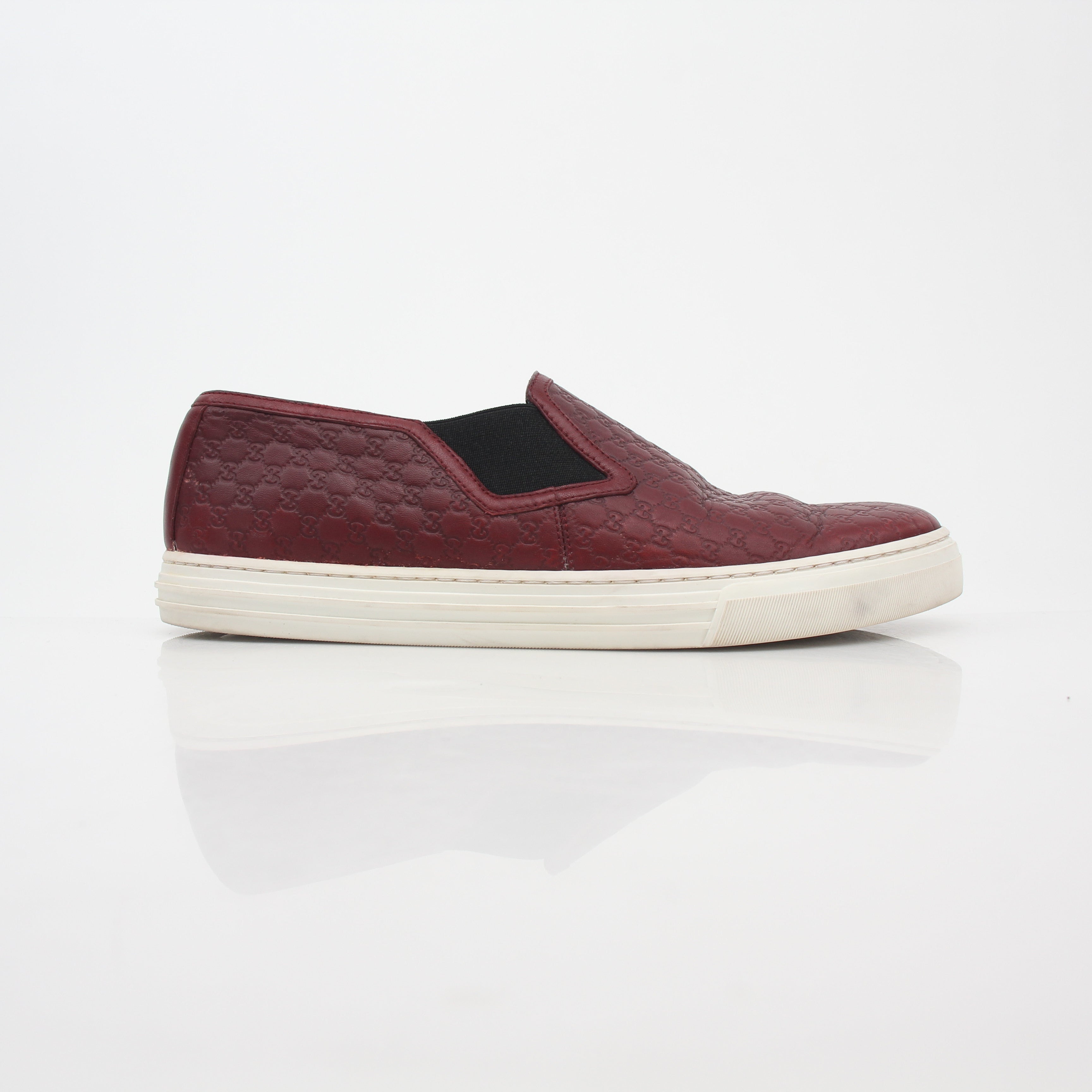 Gucci Burgundy Dublin Microguccissima Leather Slip-On Sneakers