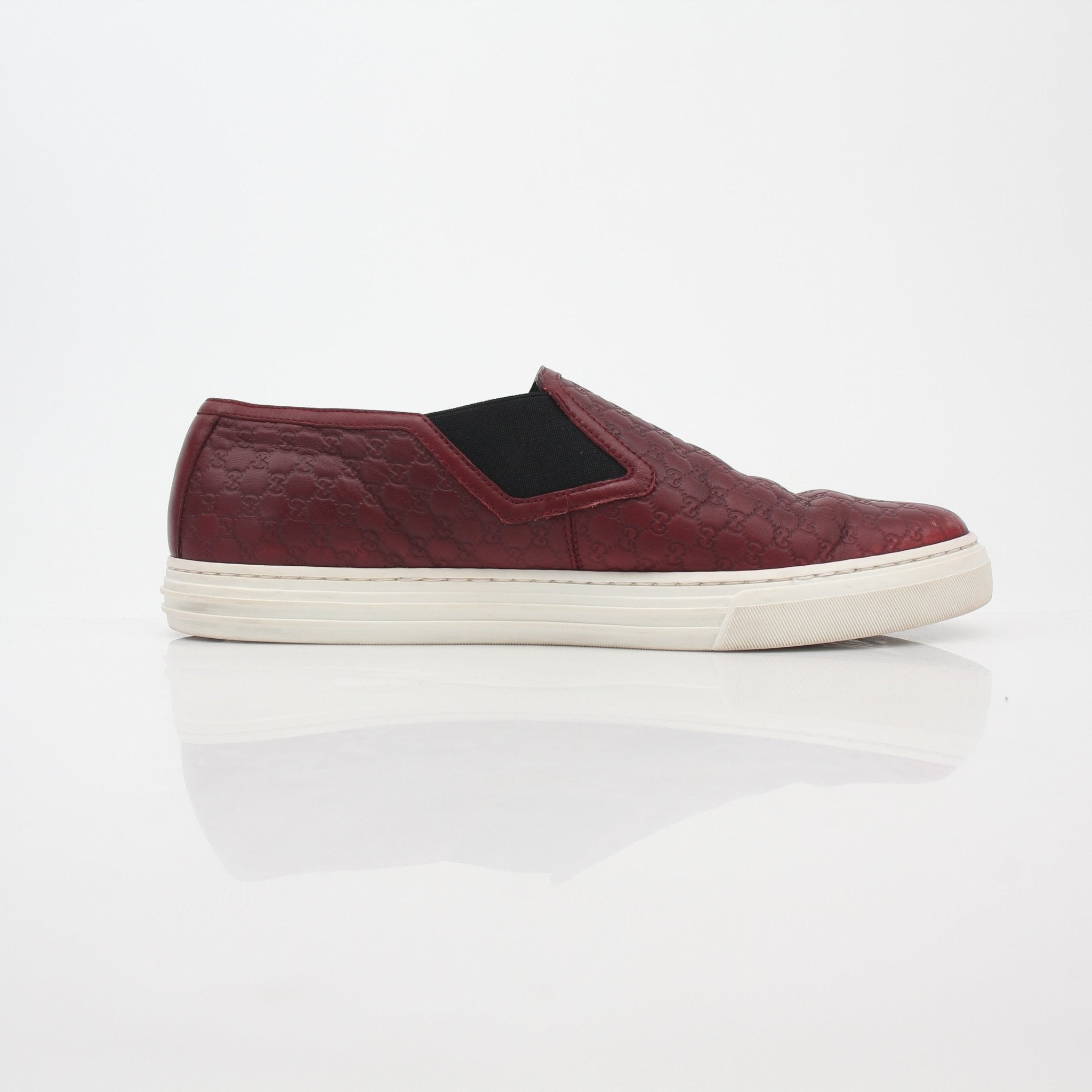 Gucci Burgundy Dublin Microguccissima Leather Slip-On Sneakers