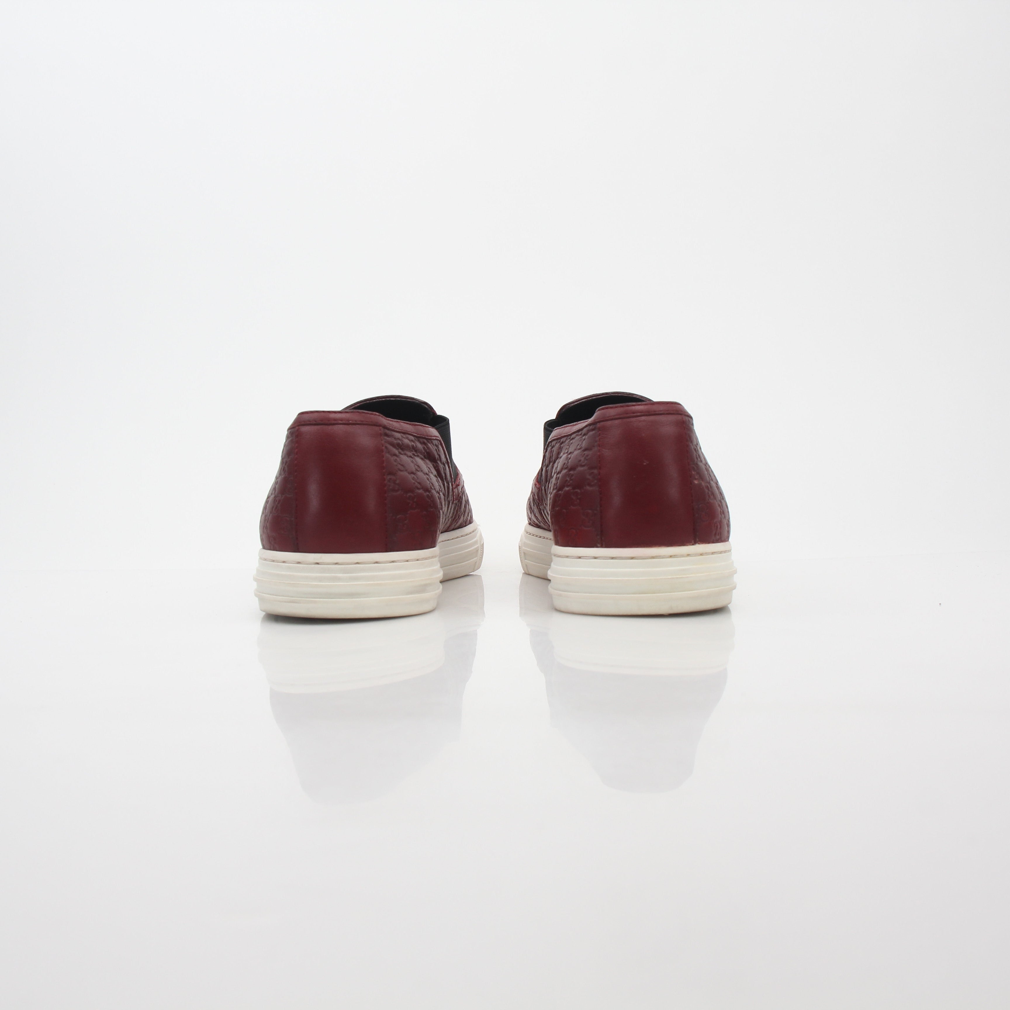 Gucci Burgundy Dublin Microguccissima Leather Slip-On Sneakers