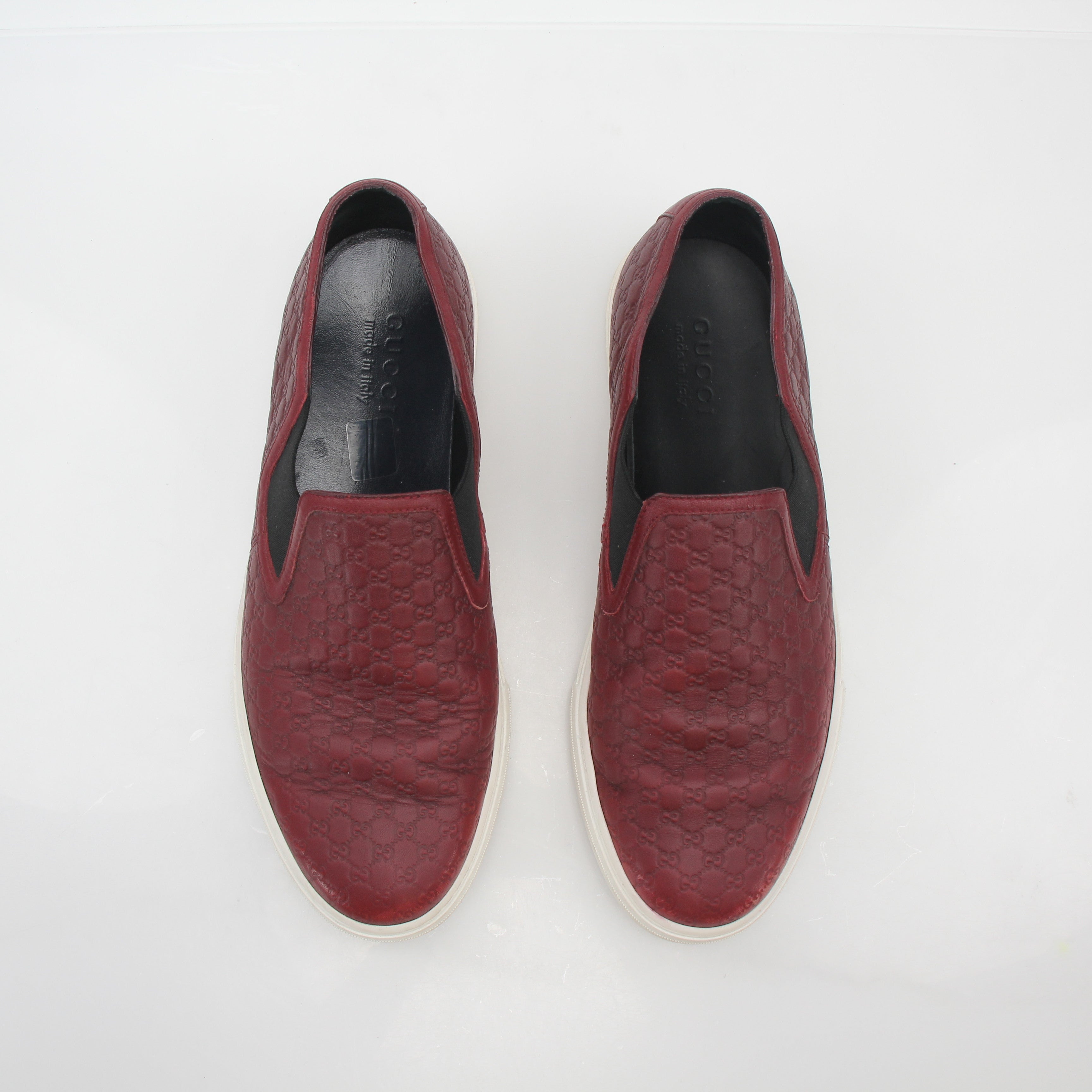 Gucci Burgundy Dublin Microguccissima Leather Slip-On Sneakers
