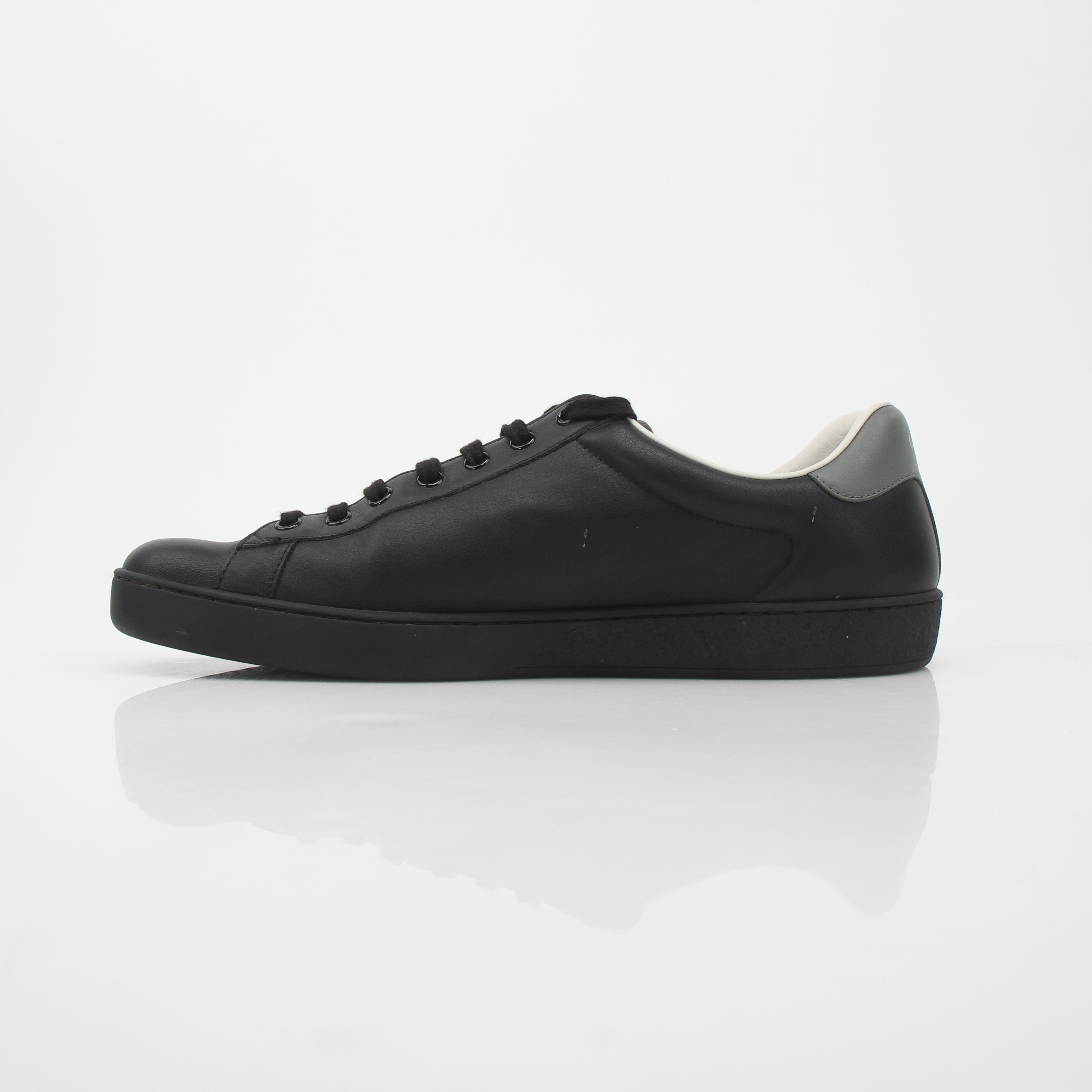 Gucci Black Ace Perforated Interlocking G Leather Sneakers