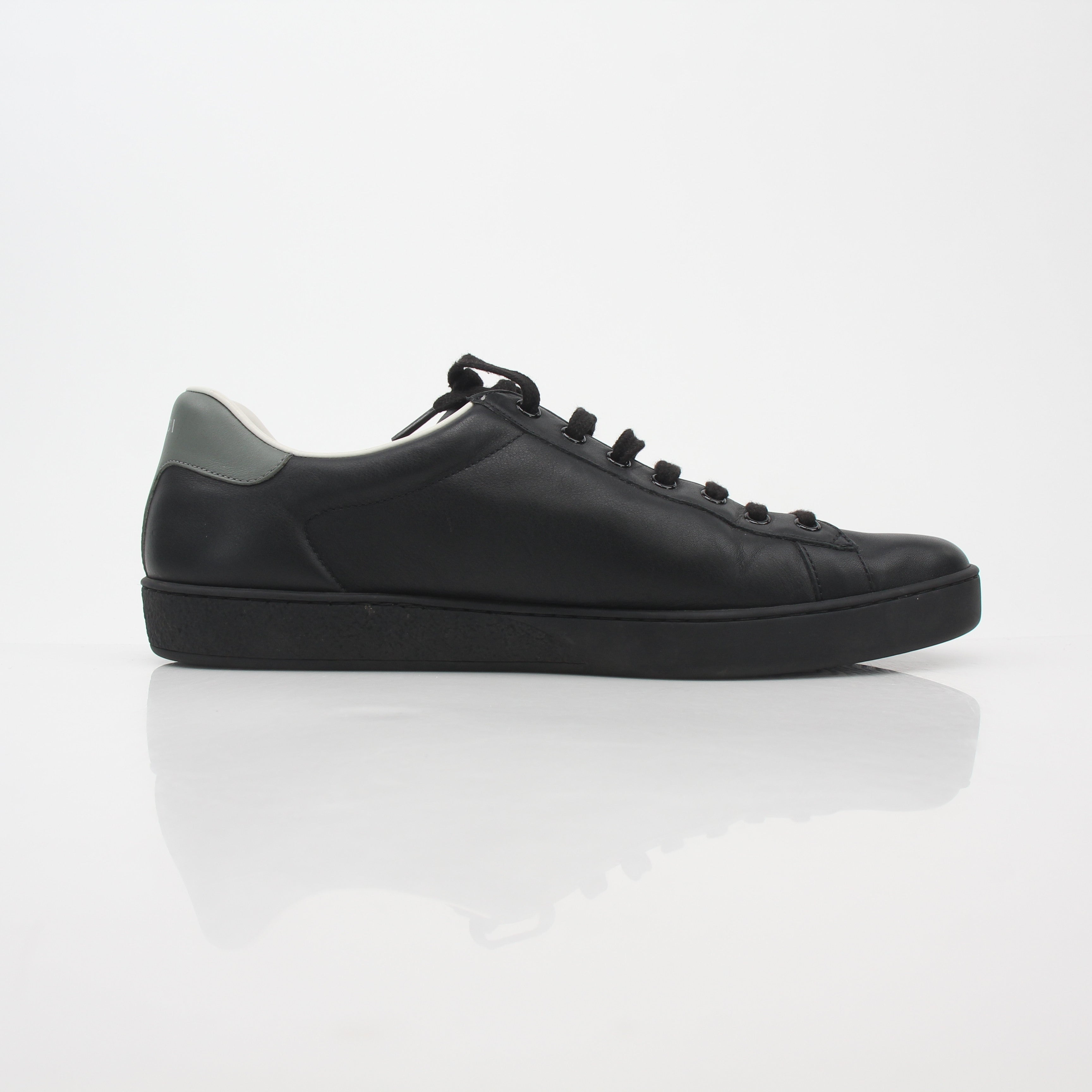 Gucci Black Ace Perforated Interlocking G Leather Sneakers