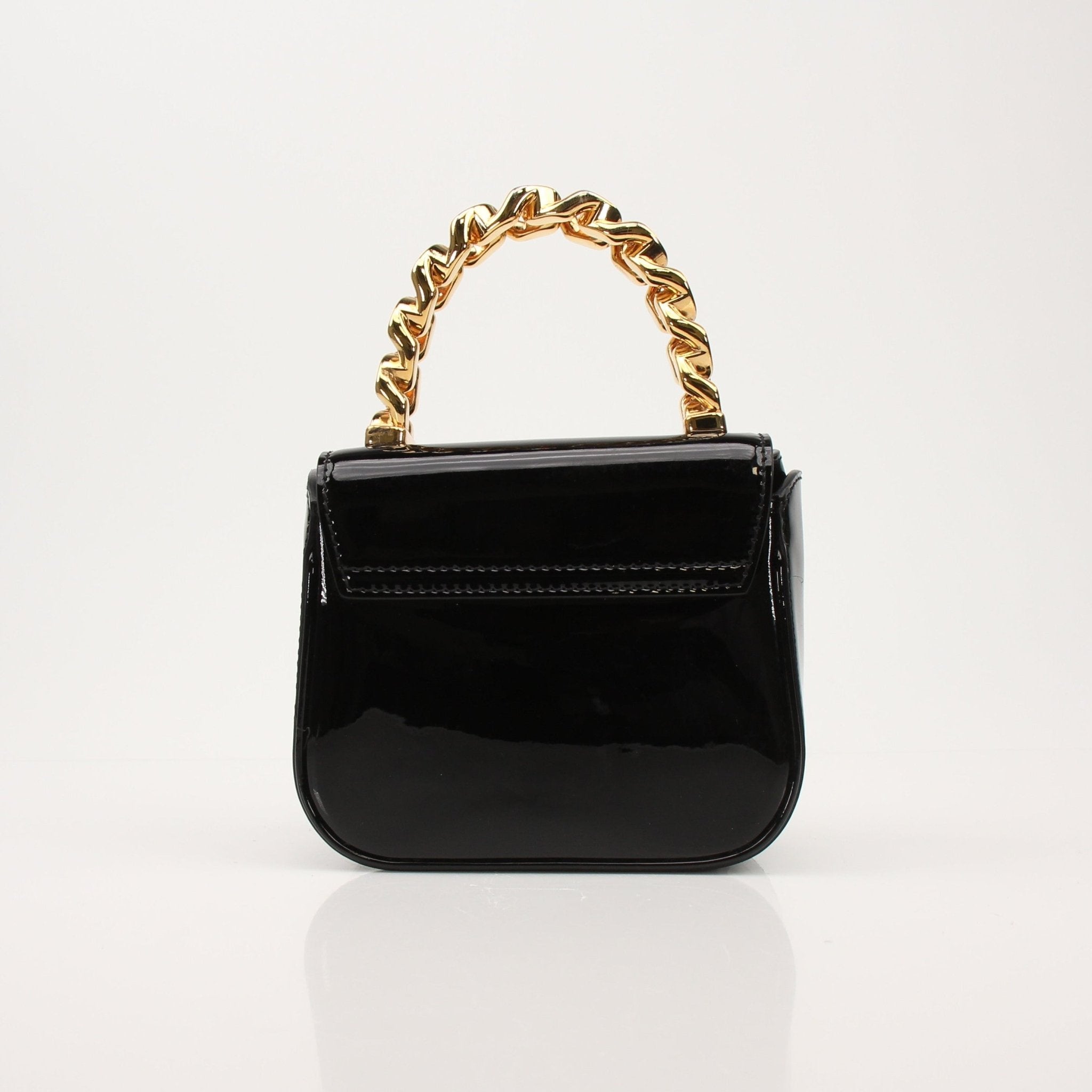 Gold & Beyond Versace La Medusa mini handbag with gold-tone hardware and signature Medusa logo design.