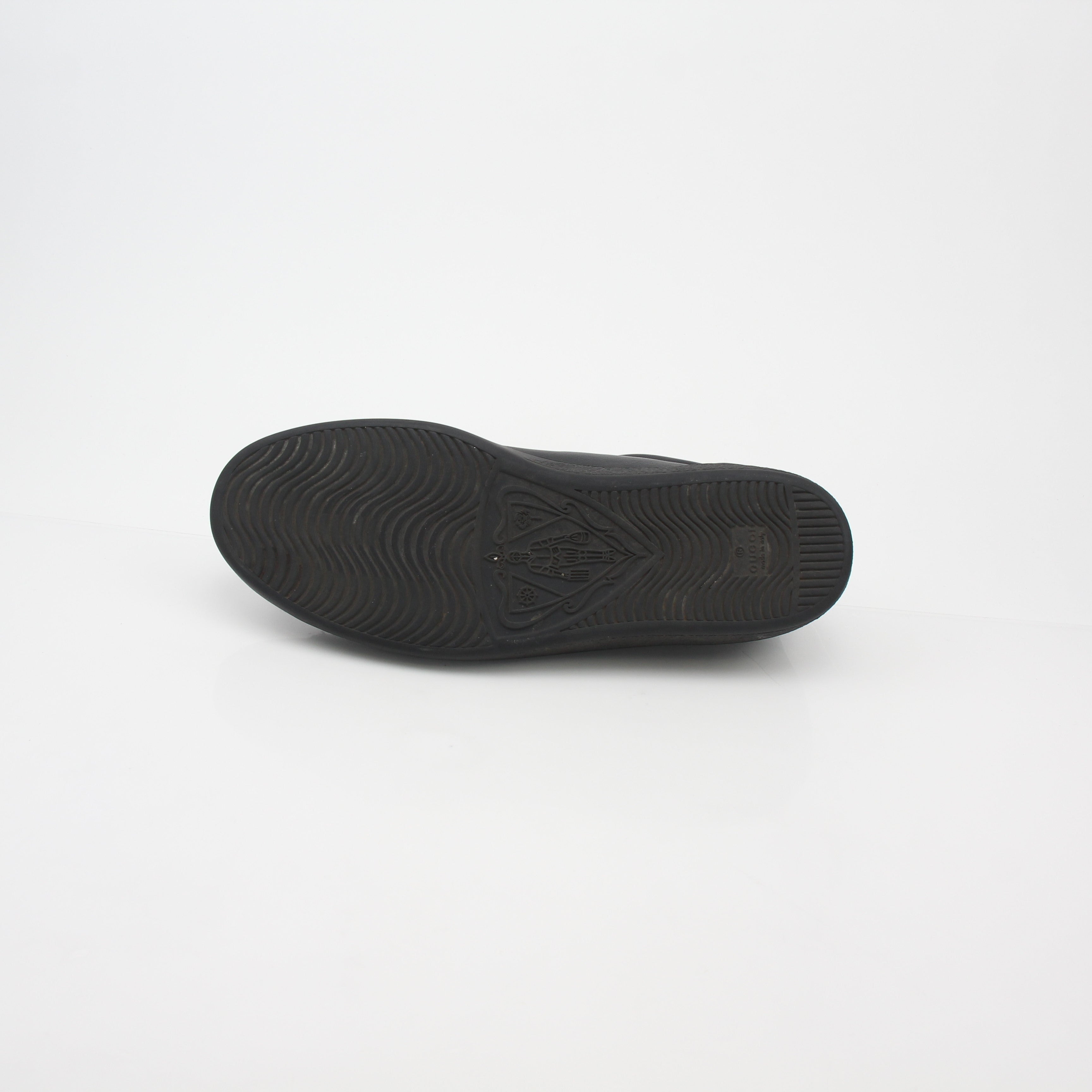 Gucci Black Ace Perforated Interlocking G Leather Sneakers