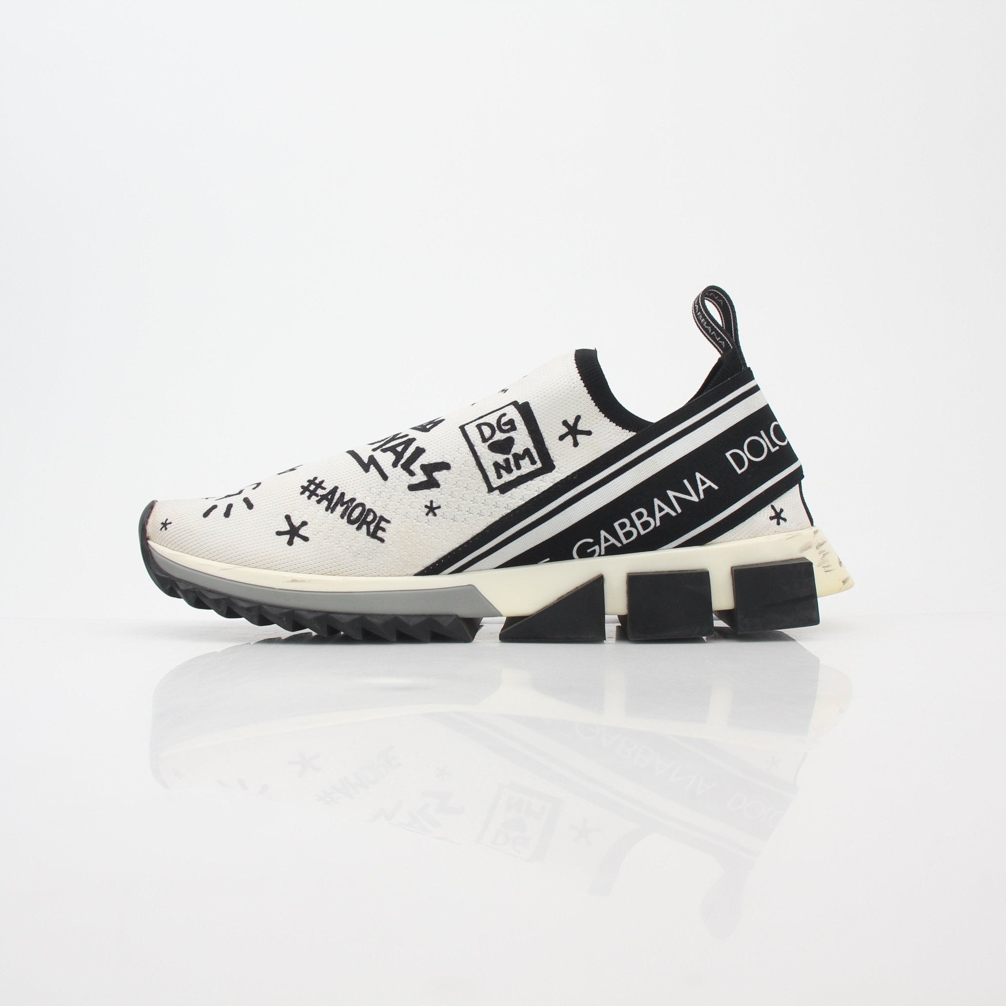 Dolce & Gabbana White Sorrento Graffiti Print Sneakers