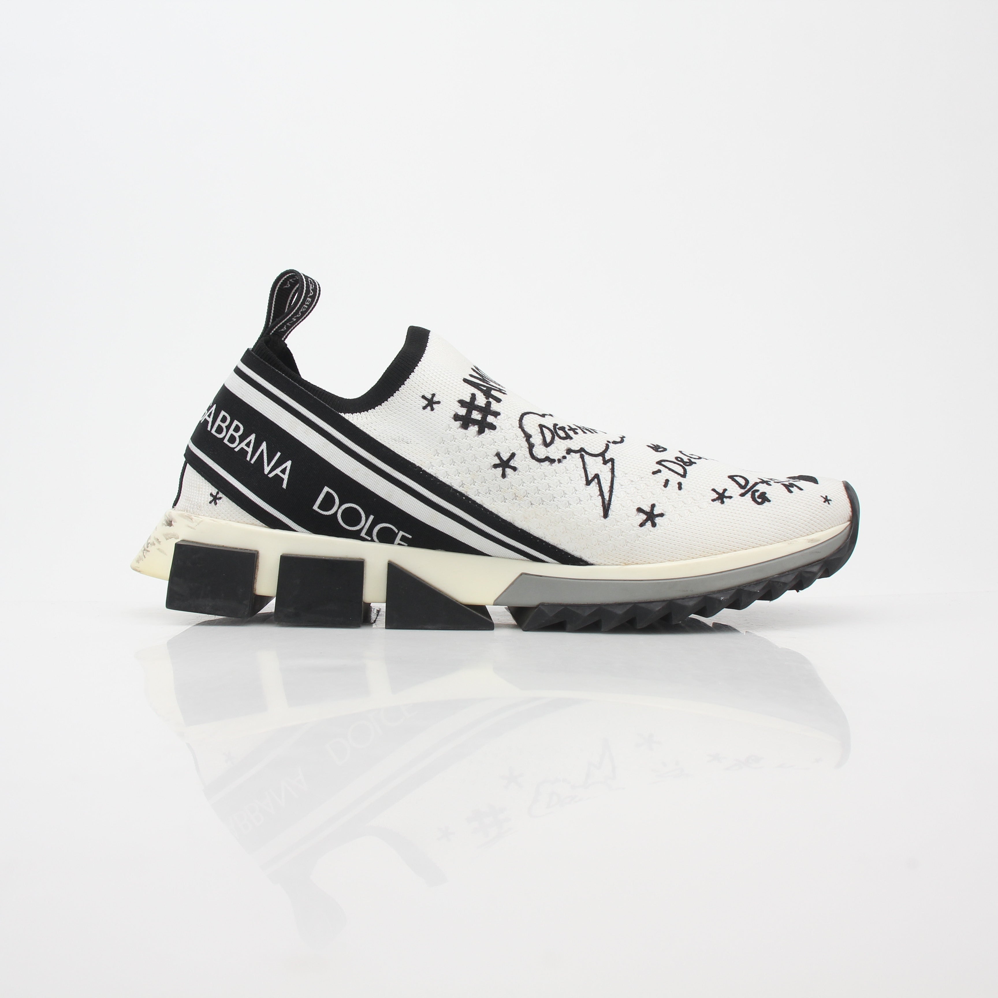 Dolce & Gabbana White Sorrento Graffiti Print Sneakers