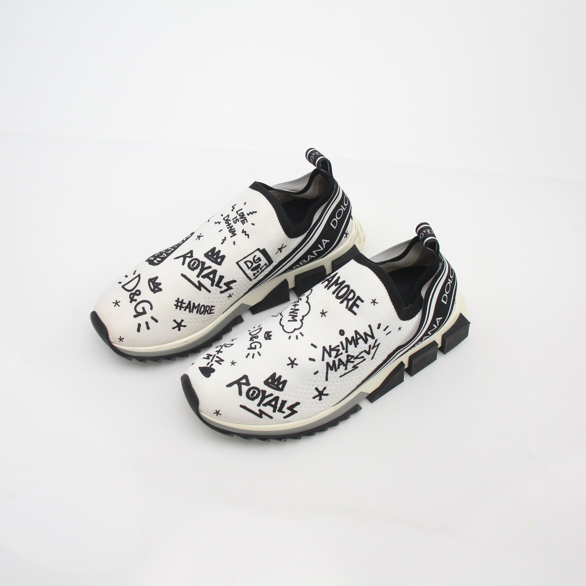 Dolce & Gabbana White Sorrento Graffiti Print Sneakers