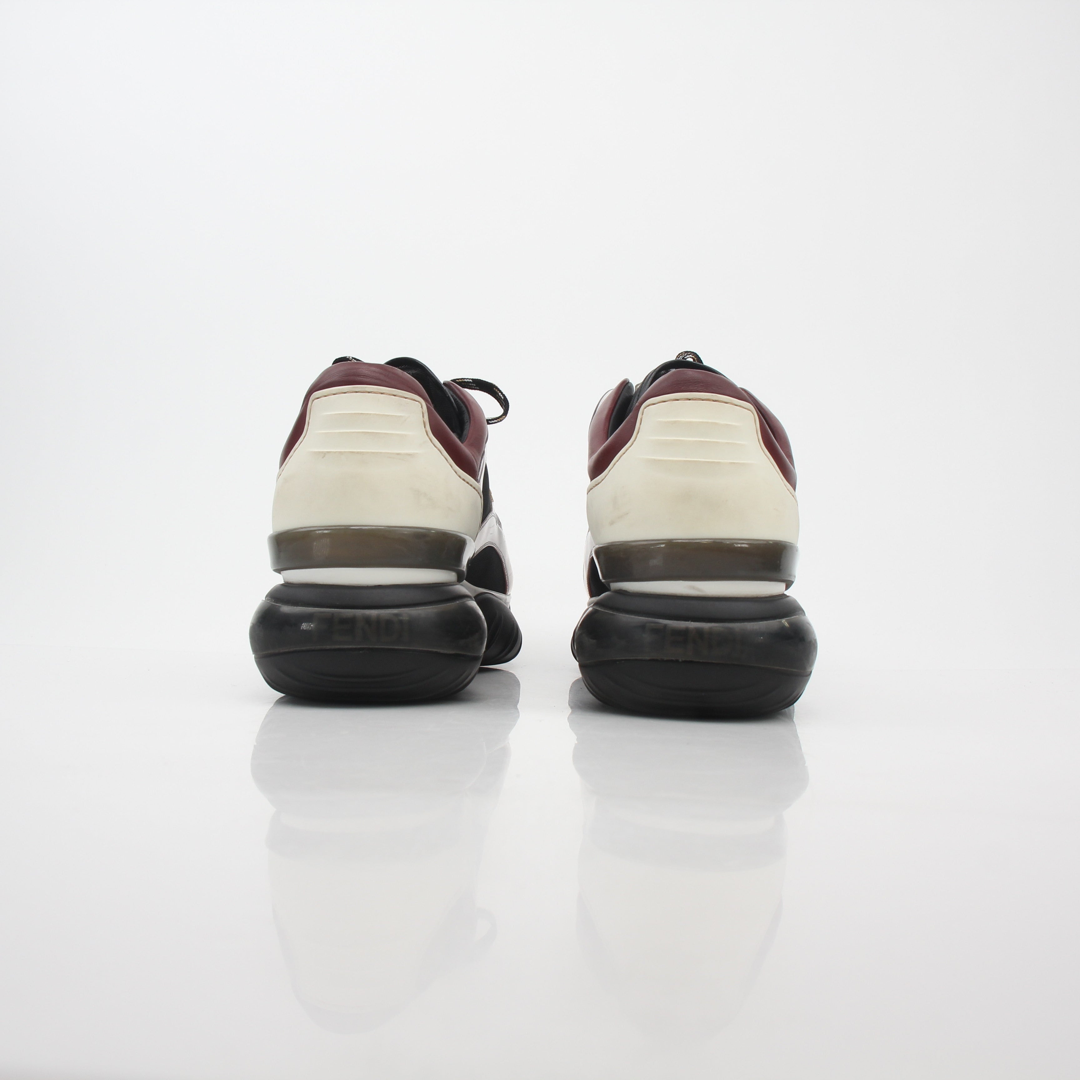 Fendi Fancy Black and Burgundy Mixed-Material Sneakers