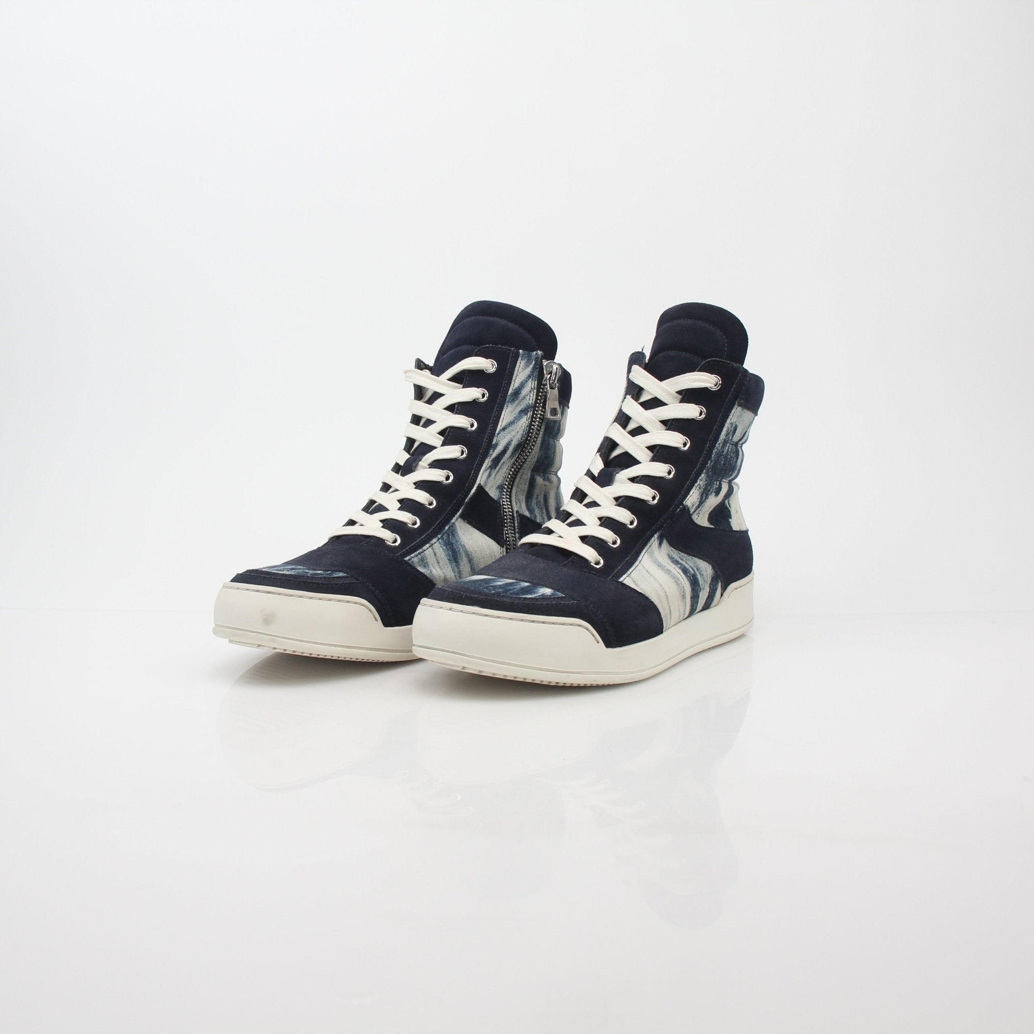 Balmain Blue Tie-Dye Denim High-Top Sneakers
