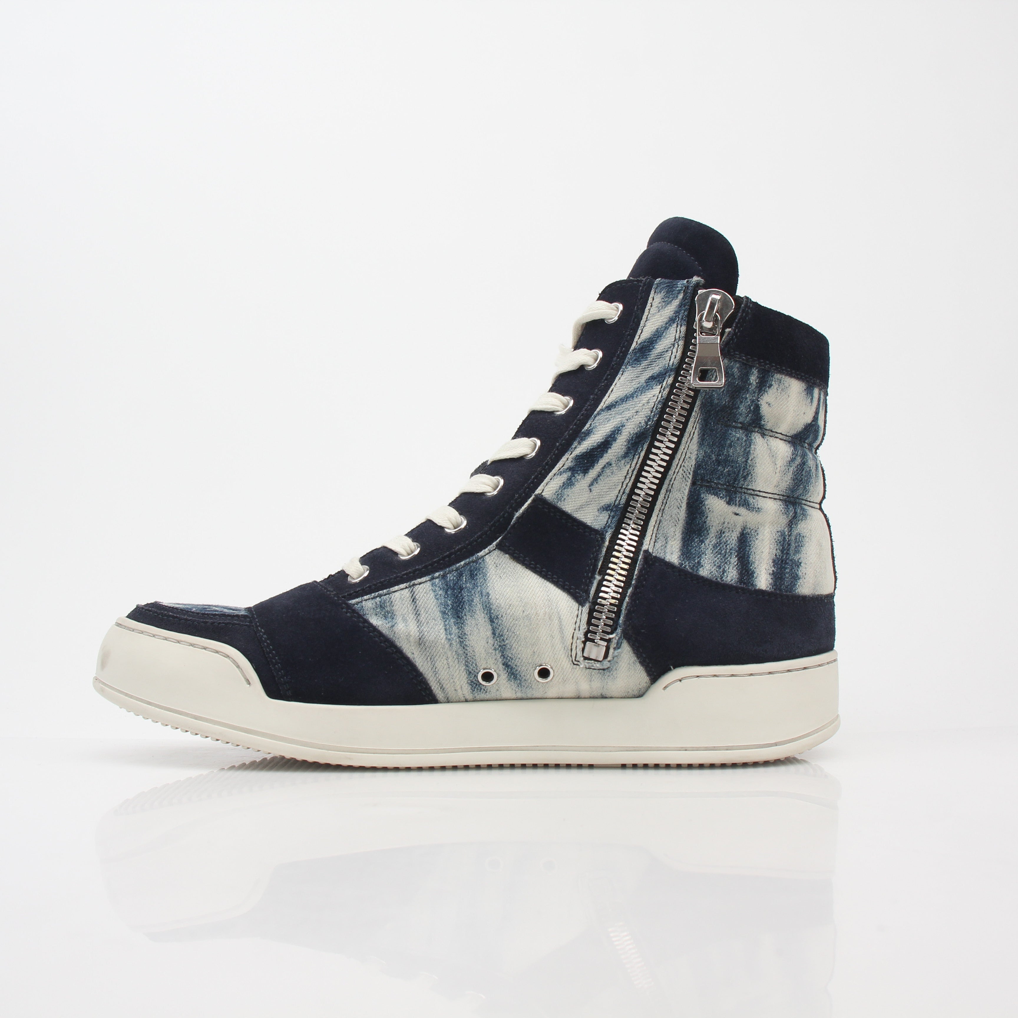 Balmain Blue Tie-Dye Denim High-Top Sneakers