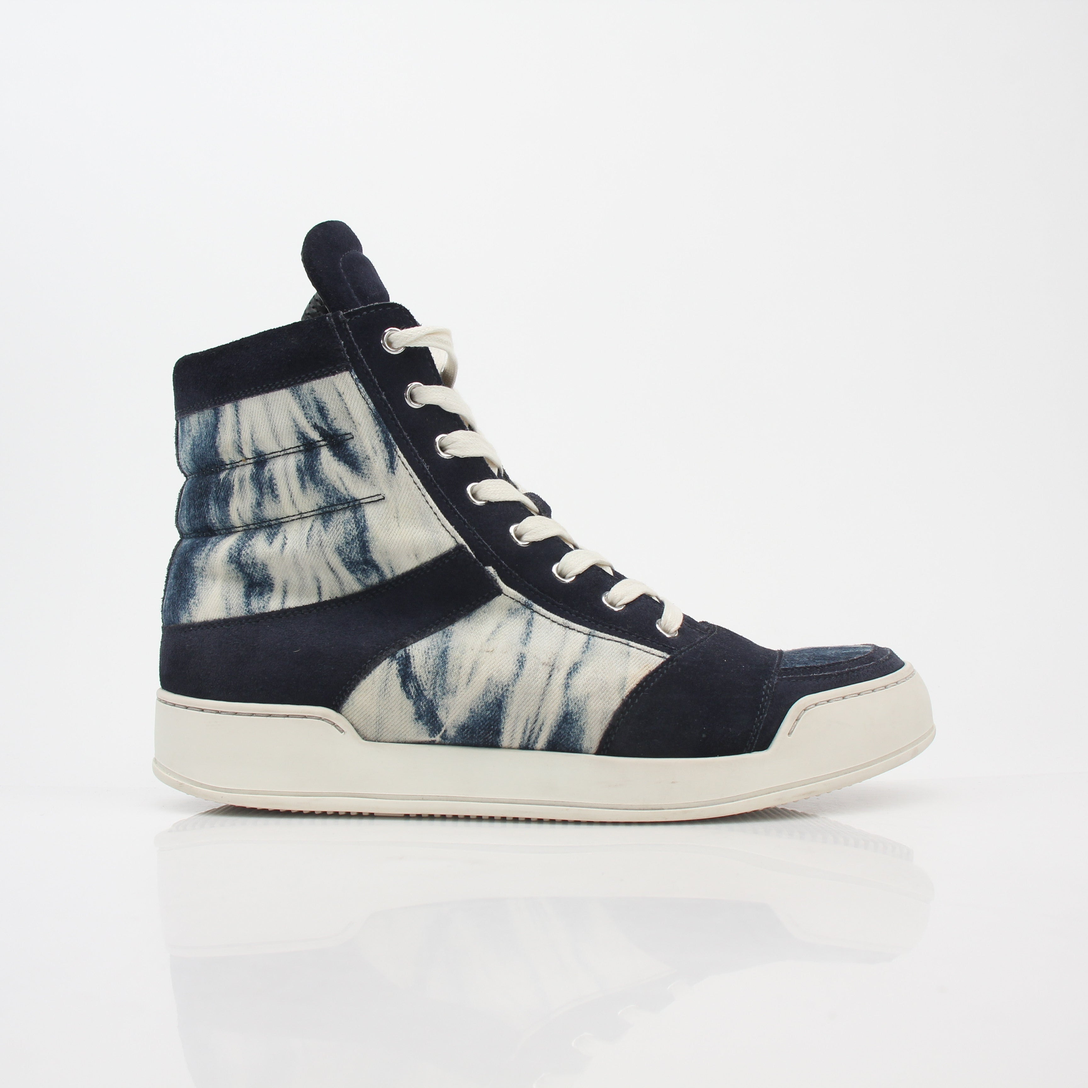 Balmain Blue Tie-Dye Denim High-Top Sneakers