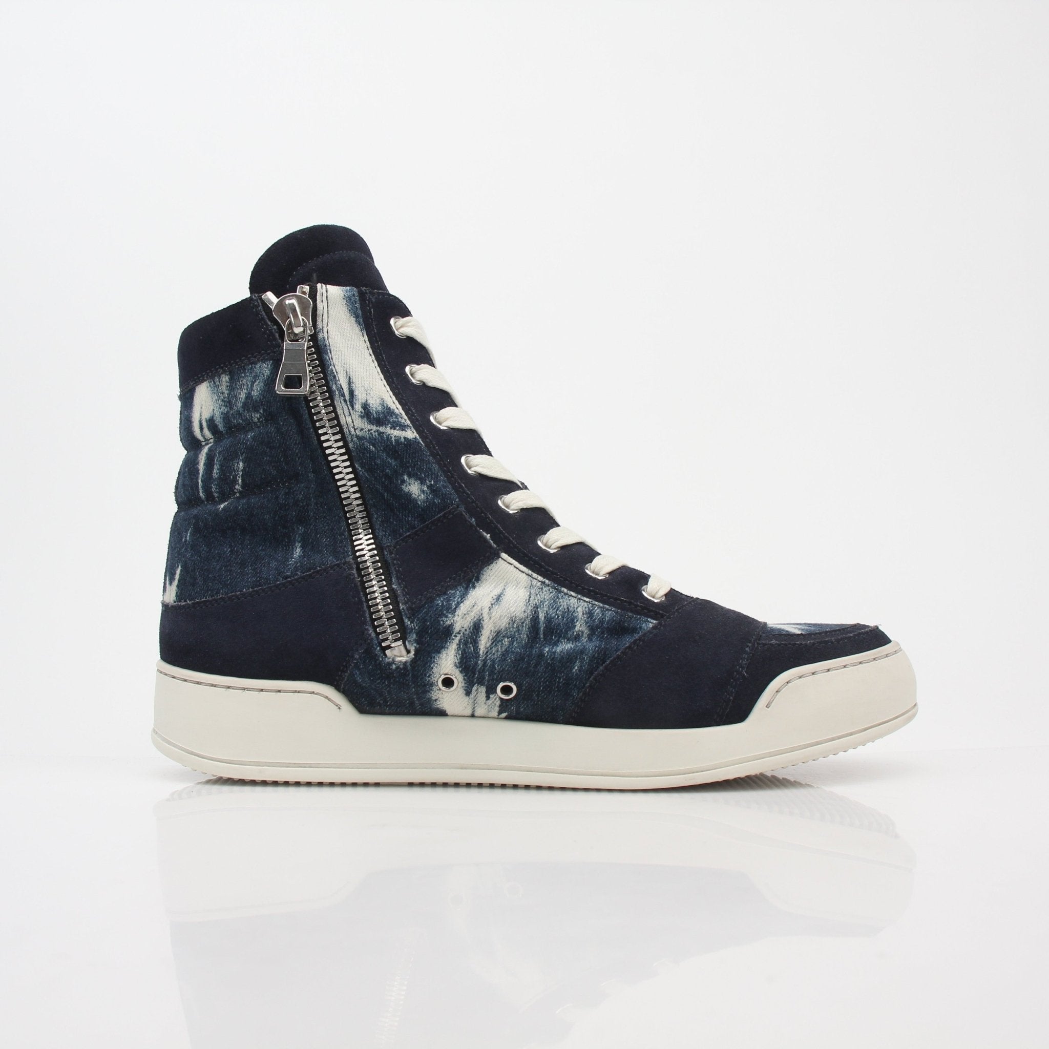 Balmain Blue Tie-Dye Denim High-Top Sneakers