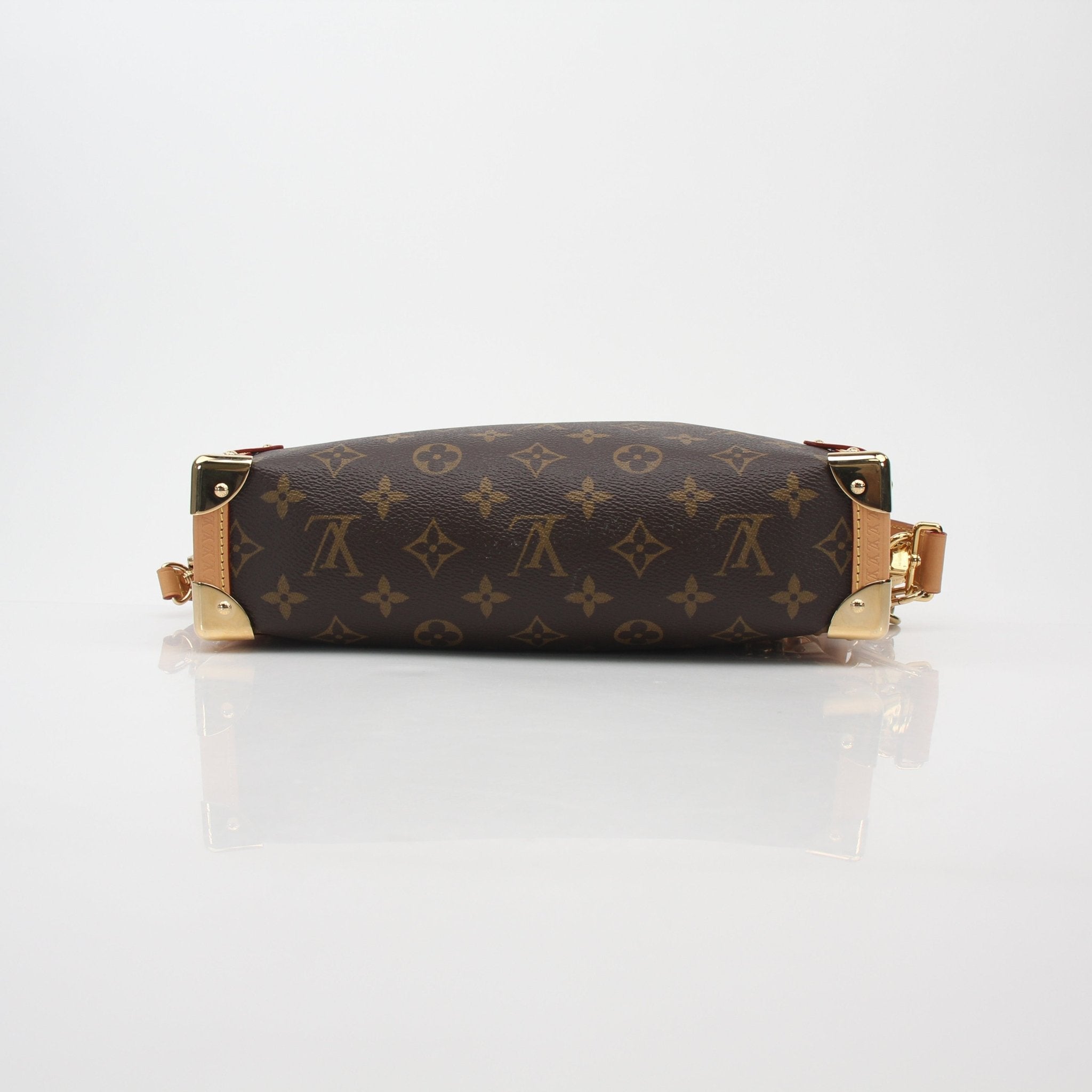 Louis Vuitton Monogram Side Trunk MM crossbody handbag by Gold & Beyond, featuring iconic monogram canvas and adjustable strap.