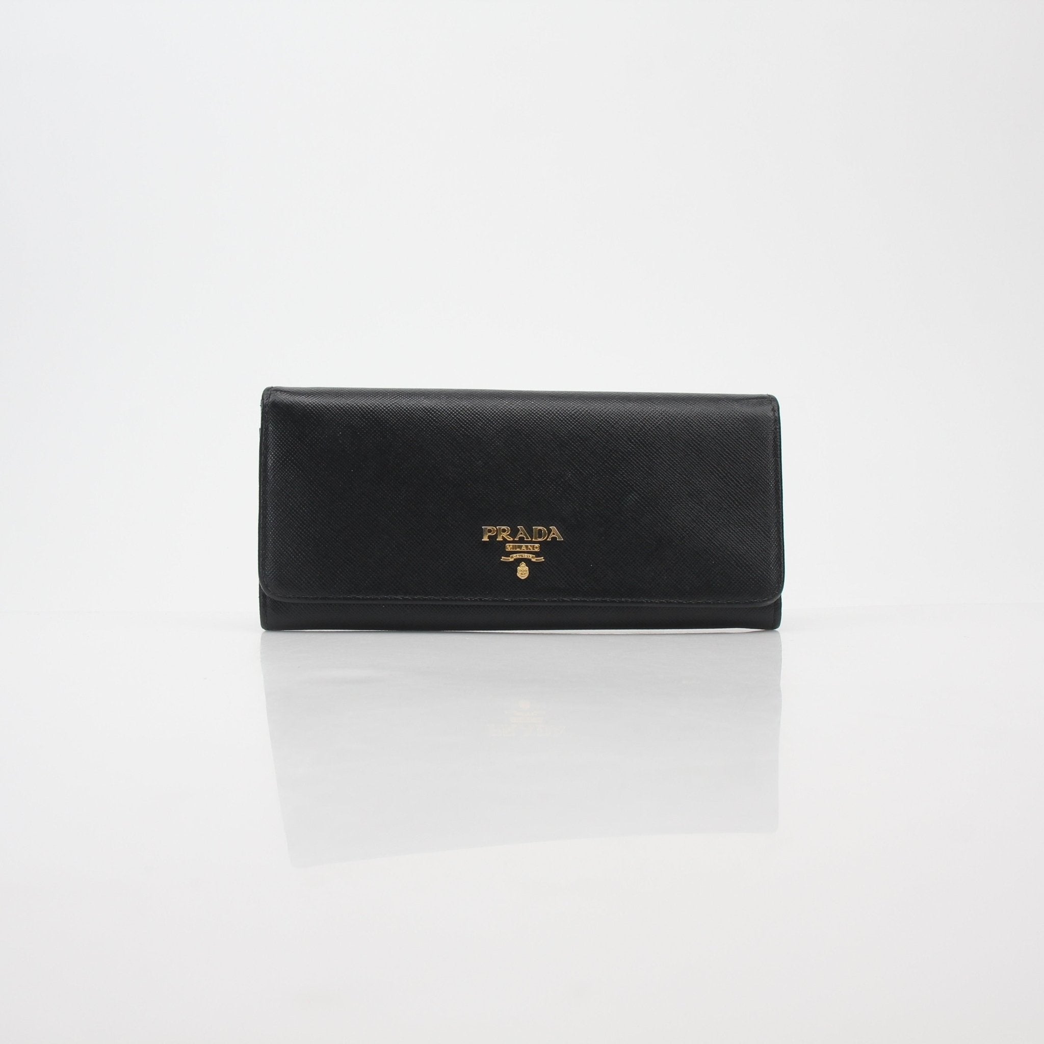 Prada Black Saffiano Leather Continental Wallet