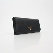 Prada Black Saffiano Leather Continental Wallet