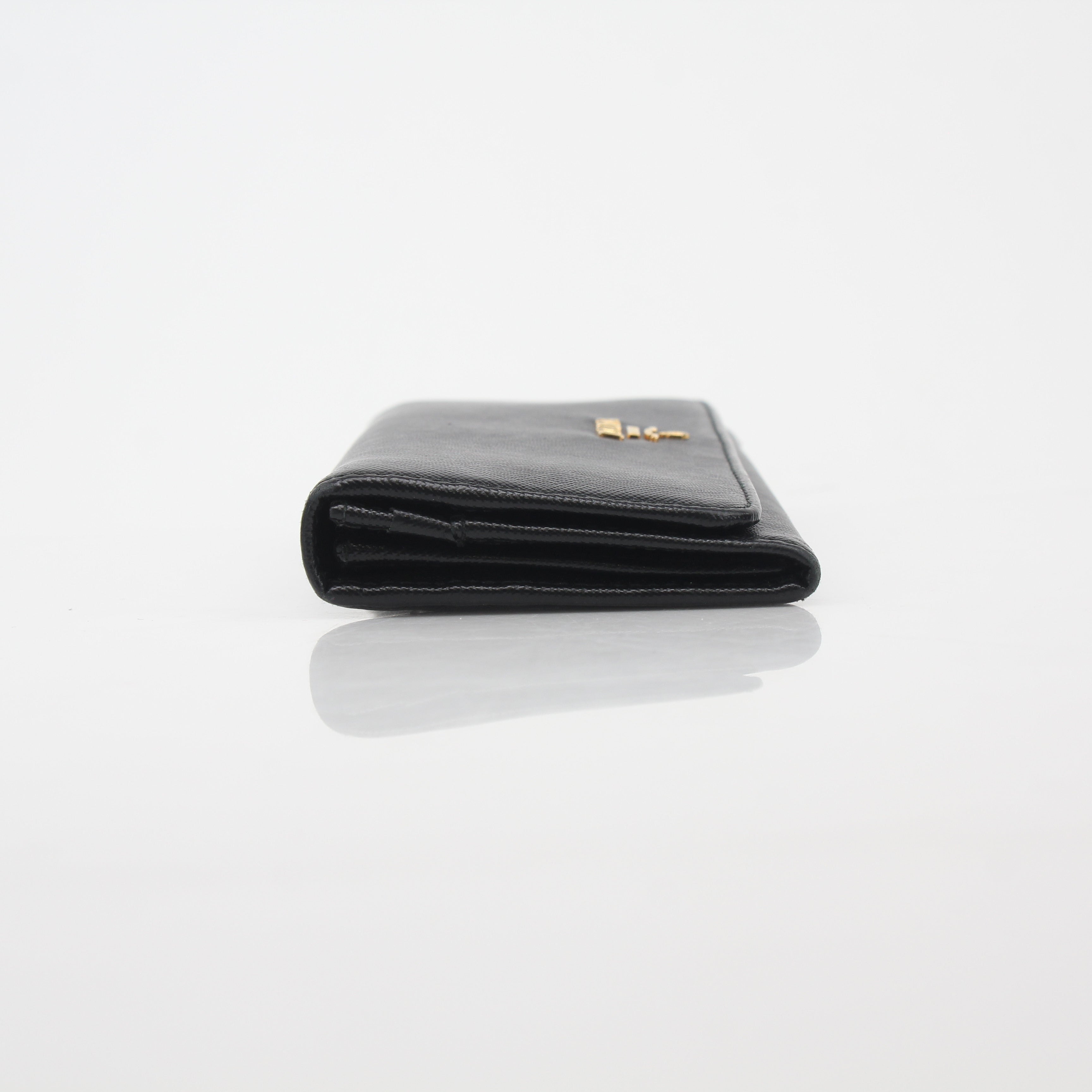 Prada Black Saffiano Leather Continental Wallet