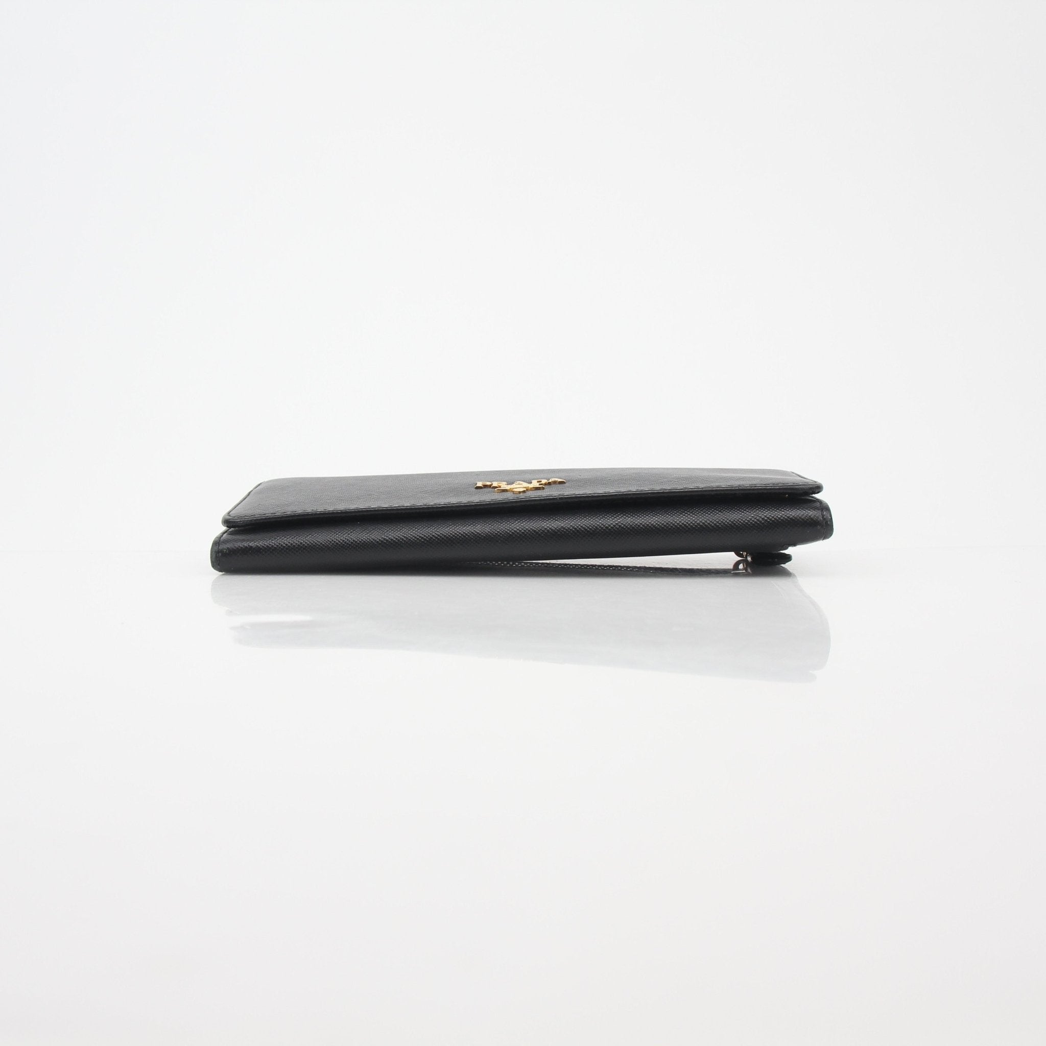 Prada Black Saffiano Leather Continental Wallet