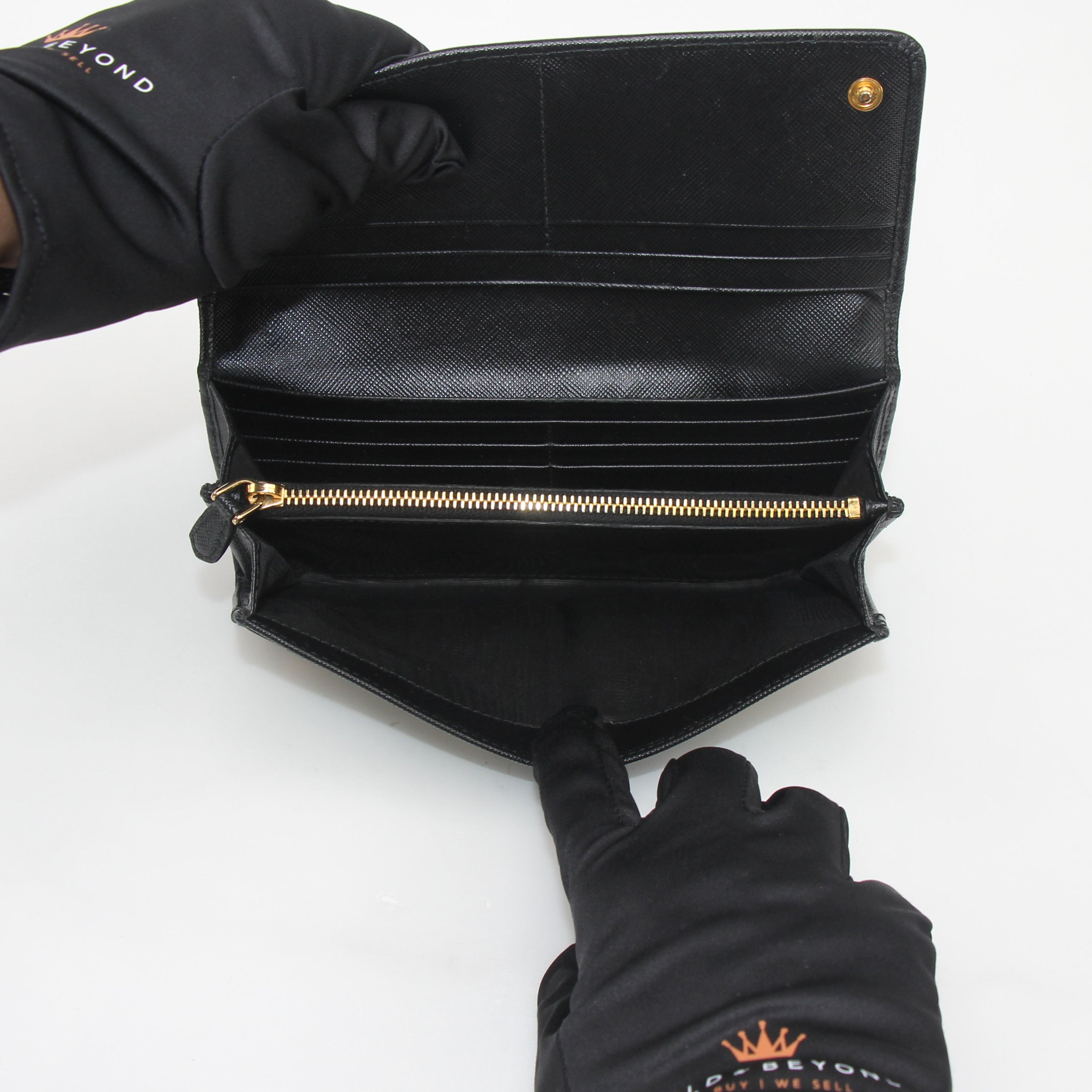 Prada Black Saffiano Leather Continental Wallet