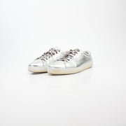 Gucci Silver Metallic Ace Perforated Logo Sneakers