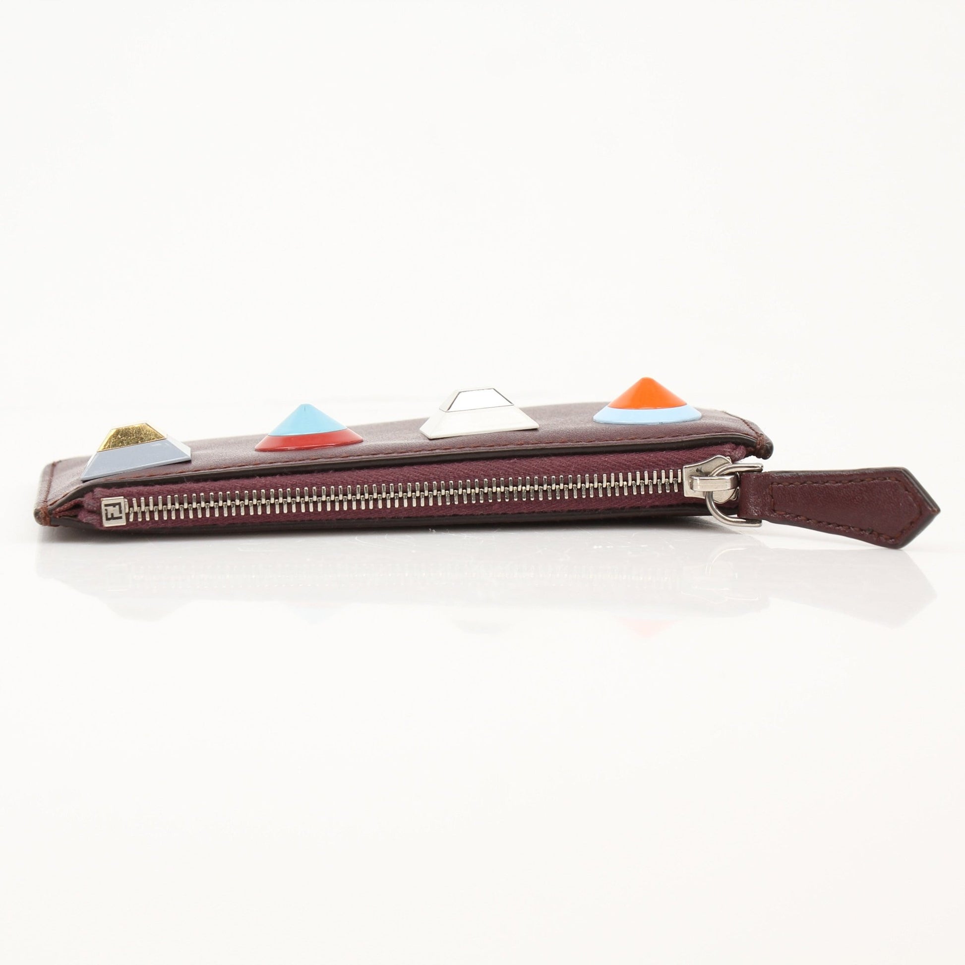 Purple Fendi keychain pouch wallet with gold hardware and a sleek design, featuring a compact and stylish accessory.