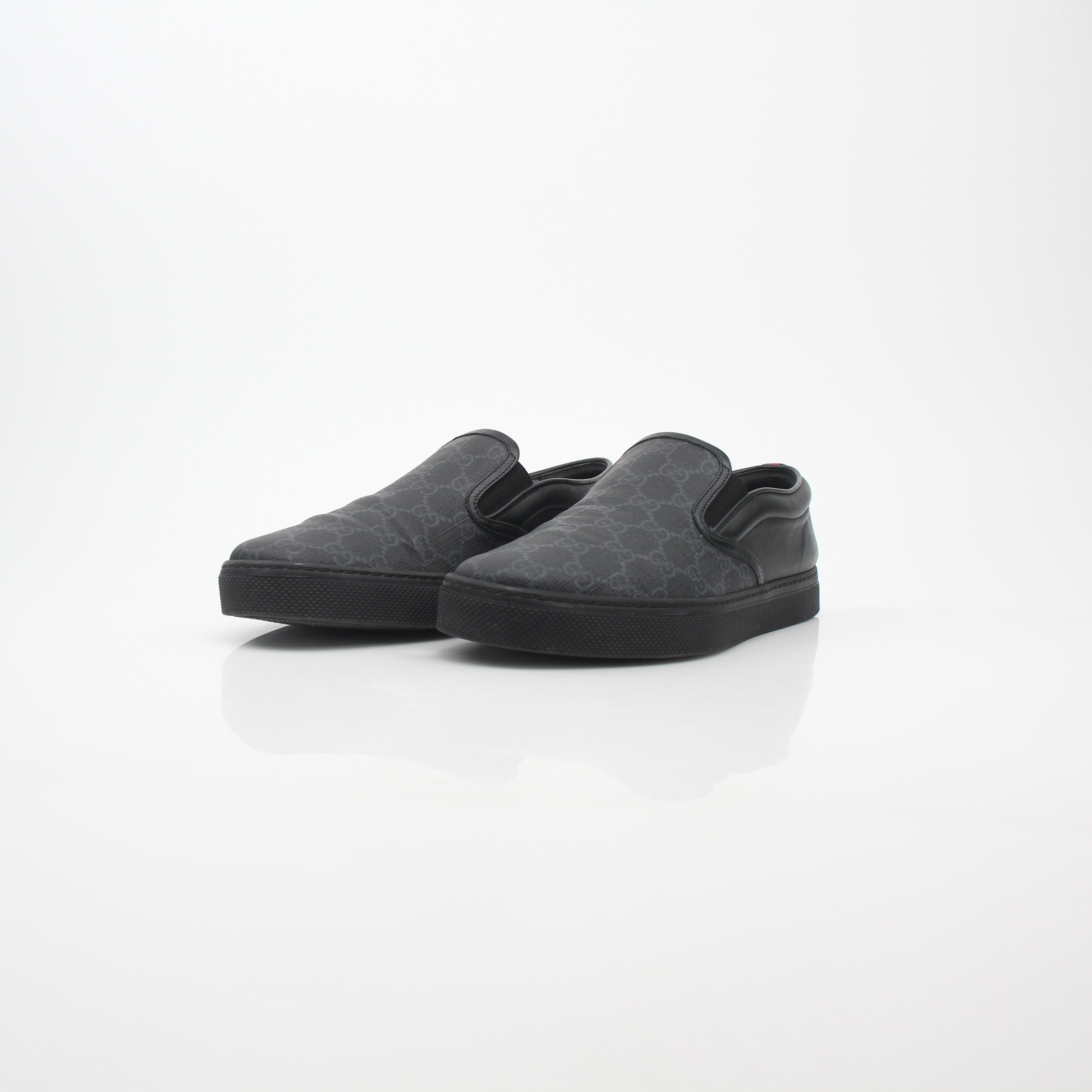 Gucci Black GG Supreme Dublin Slip-On Sneakers