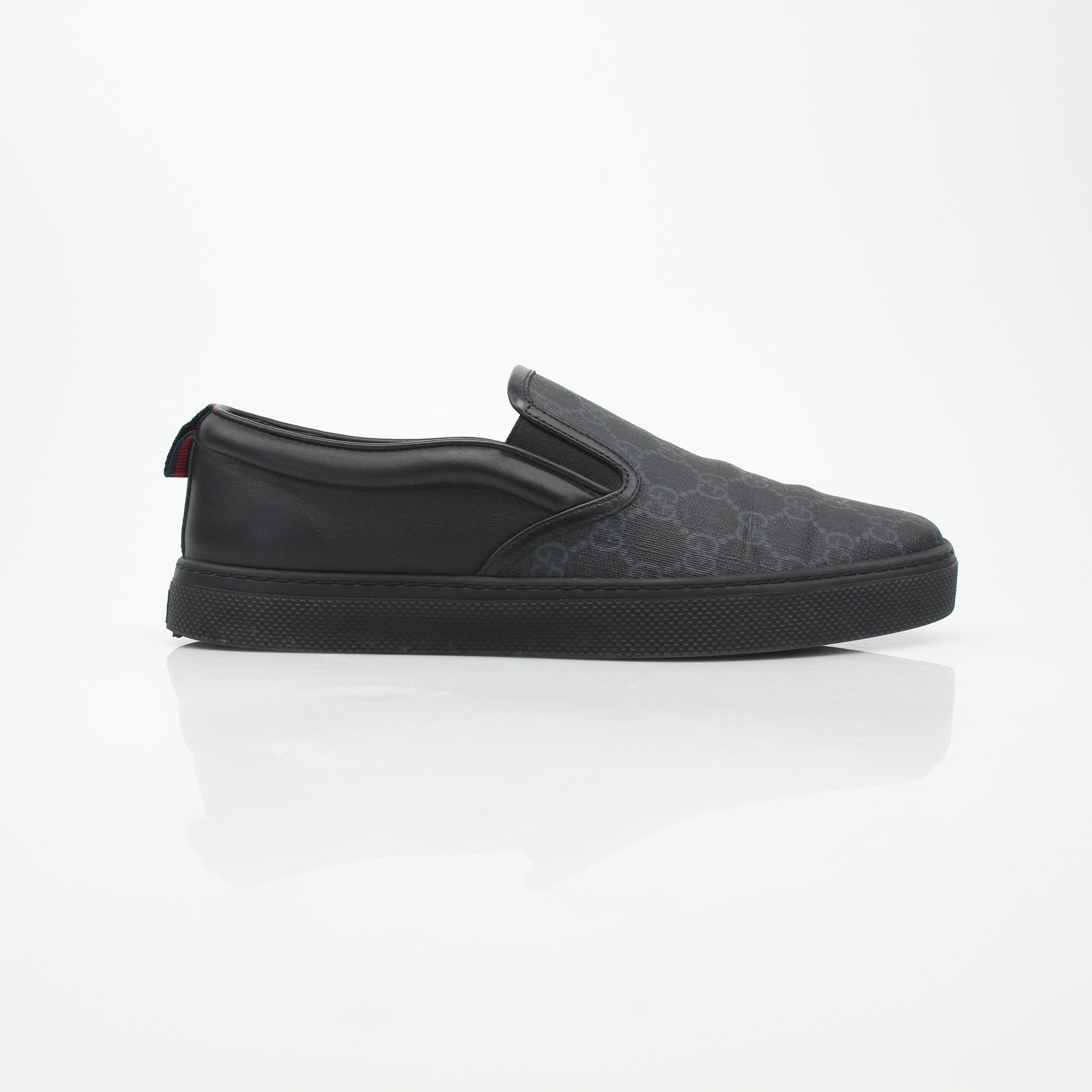 Gucci Black GG Supreme Dublin Slip-On Sneakers