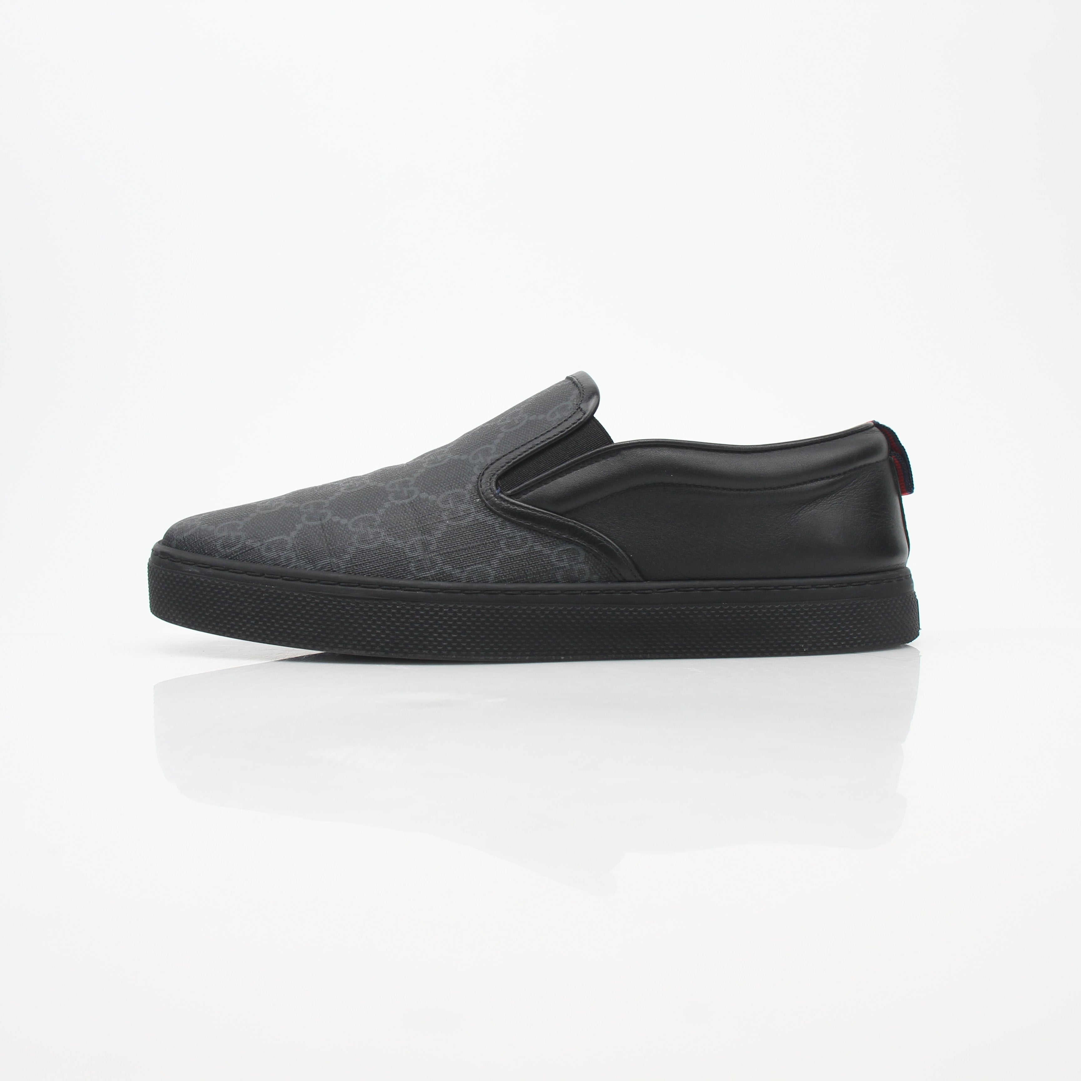 Gucci Black GG Supreme Dublin Slip-On Sneakers