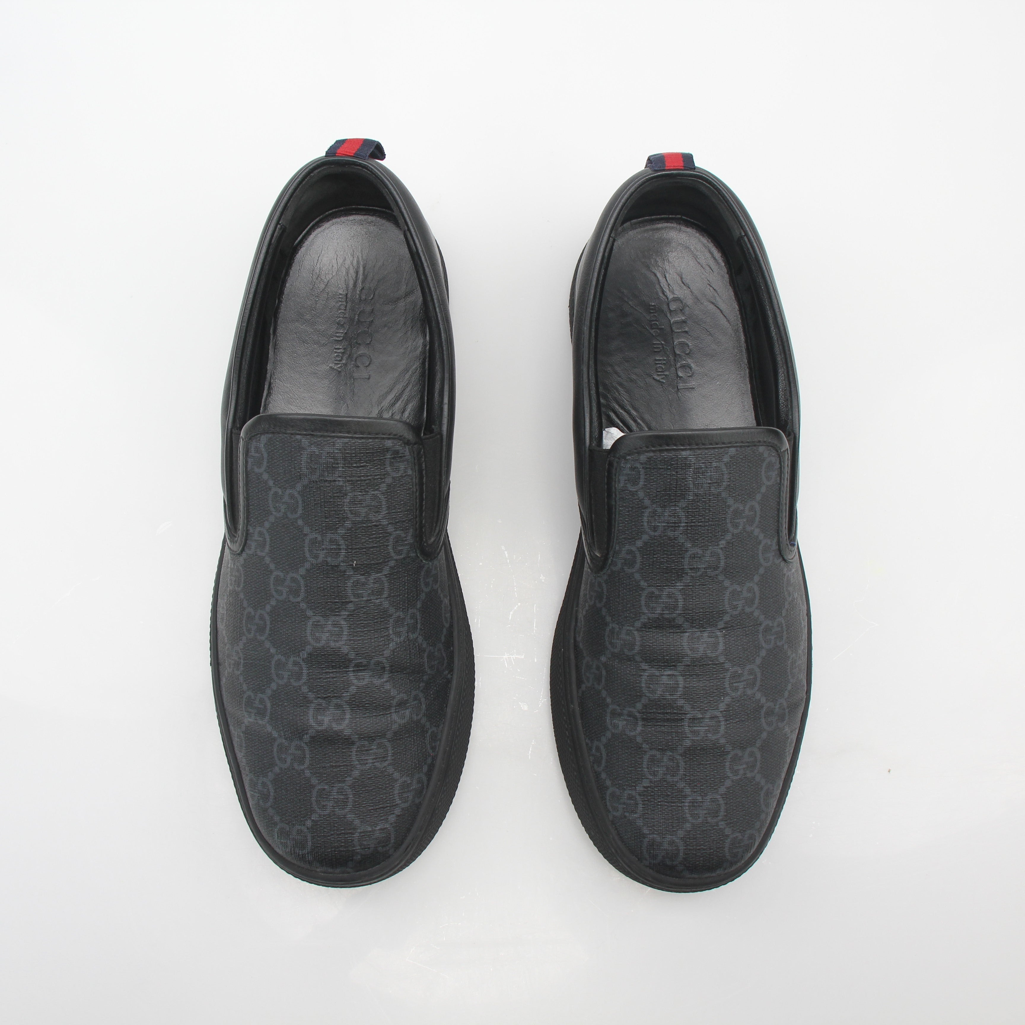Gucci Black GG Supreme Dublin Slip-On Sneakers