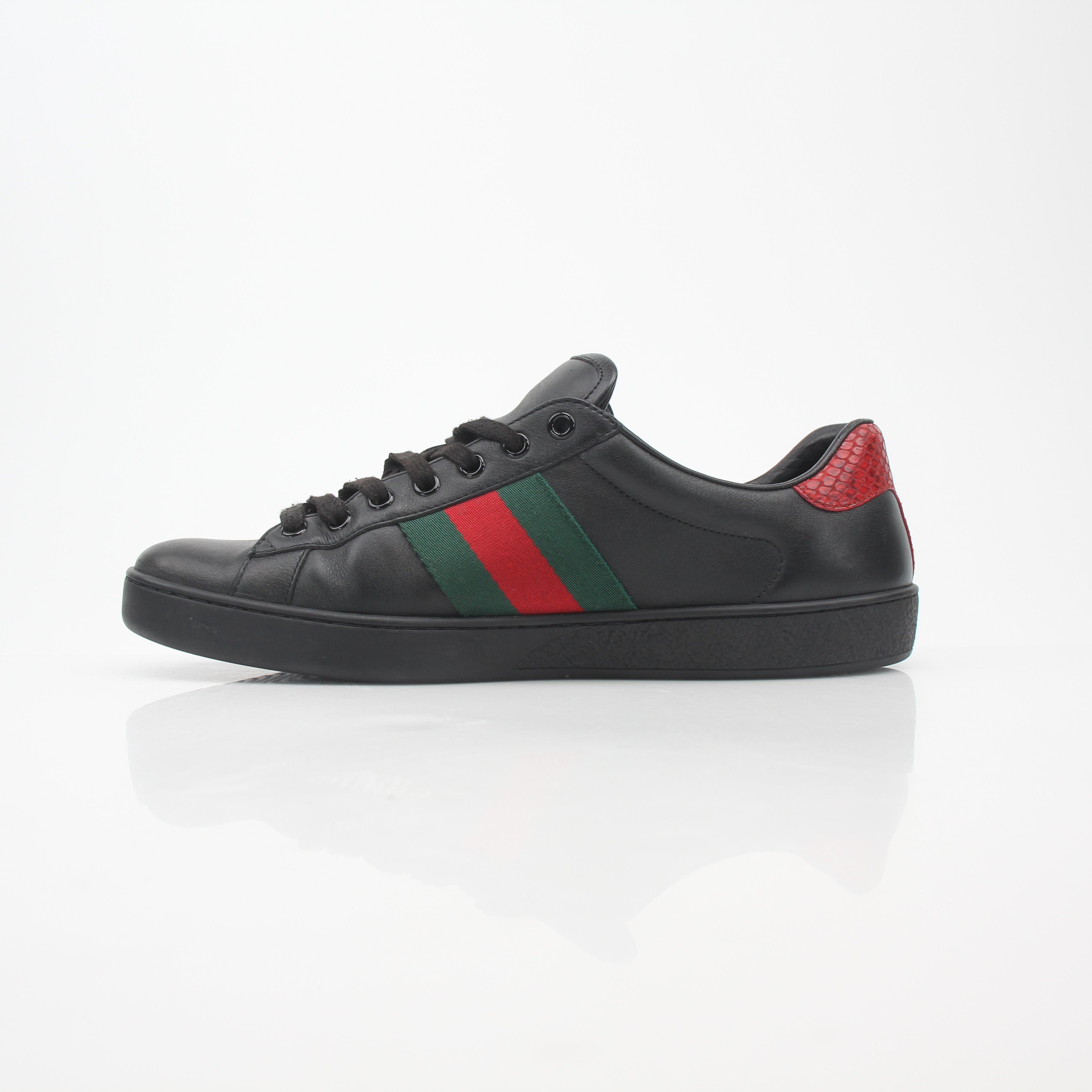 Gucci Black Ace Web Low-Top Sneakers