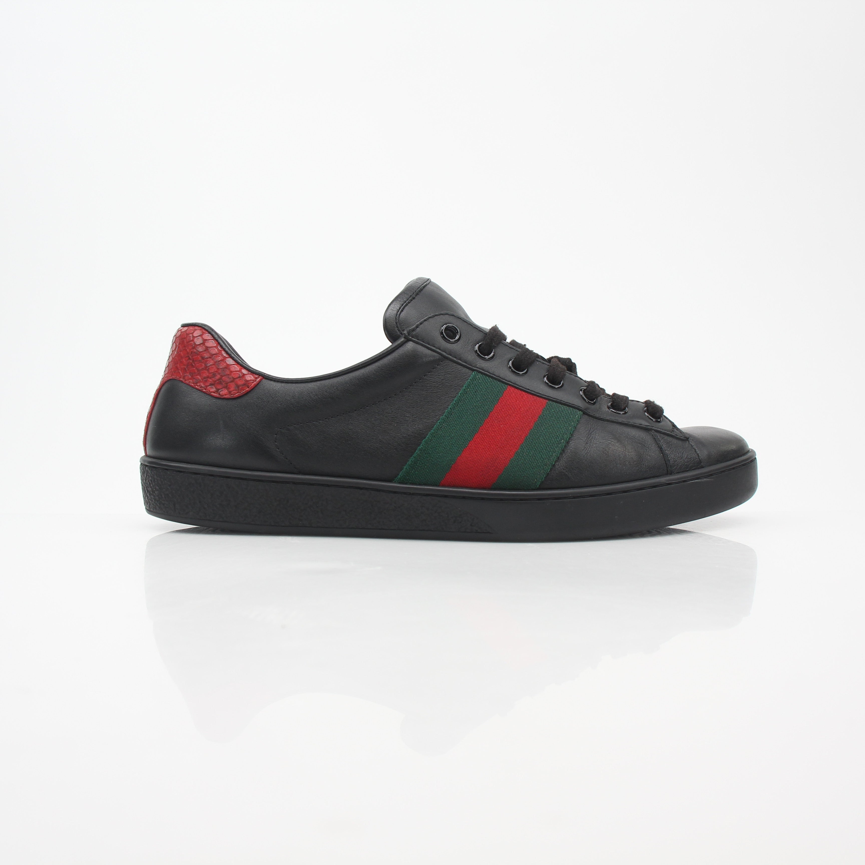 Gucci Black Ace Web Low-Top Sneakers