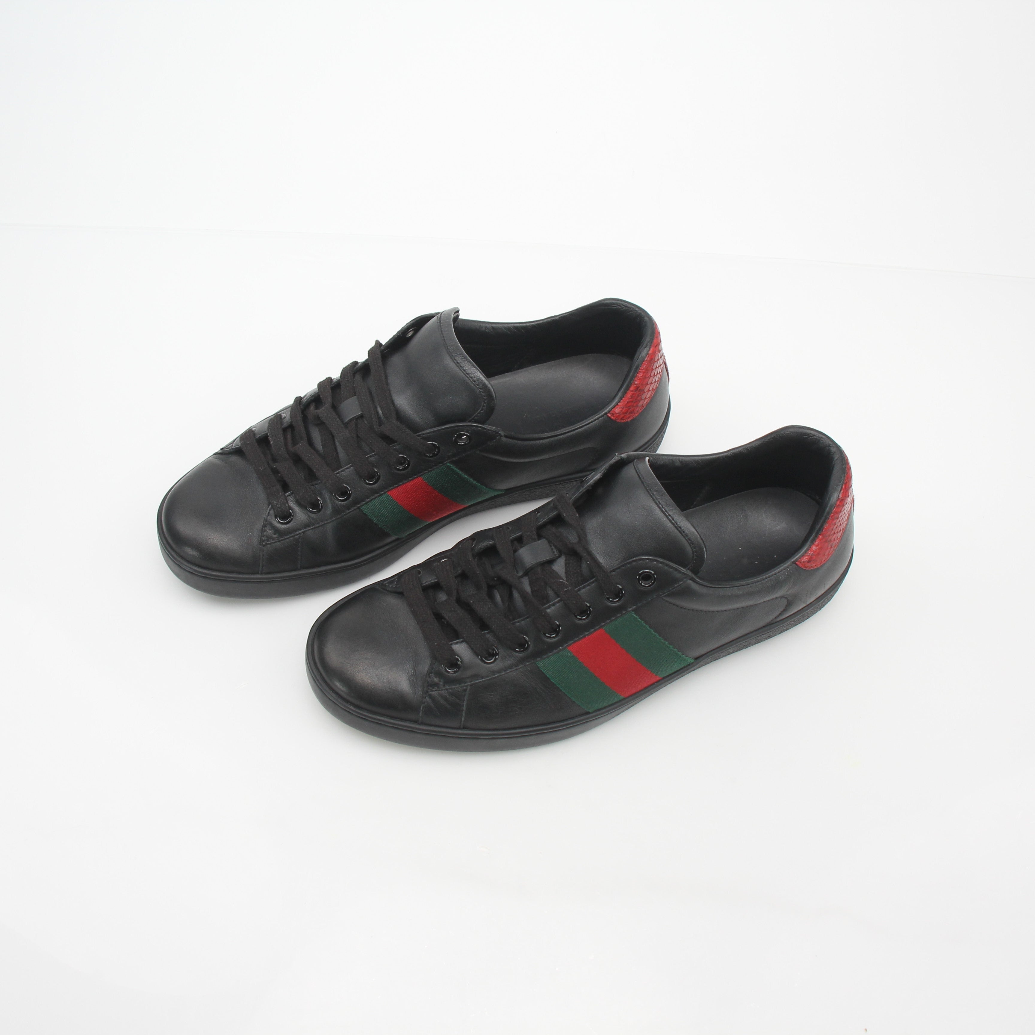 Gucci Black Ace Web Low-Top Sneakers