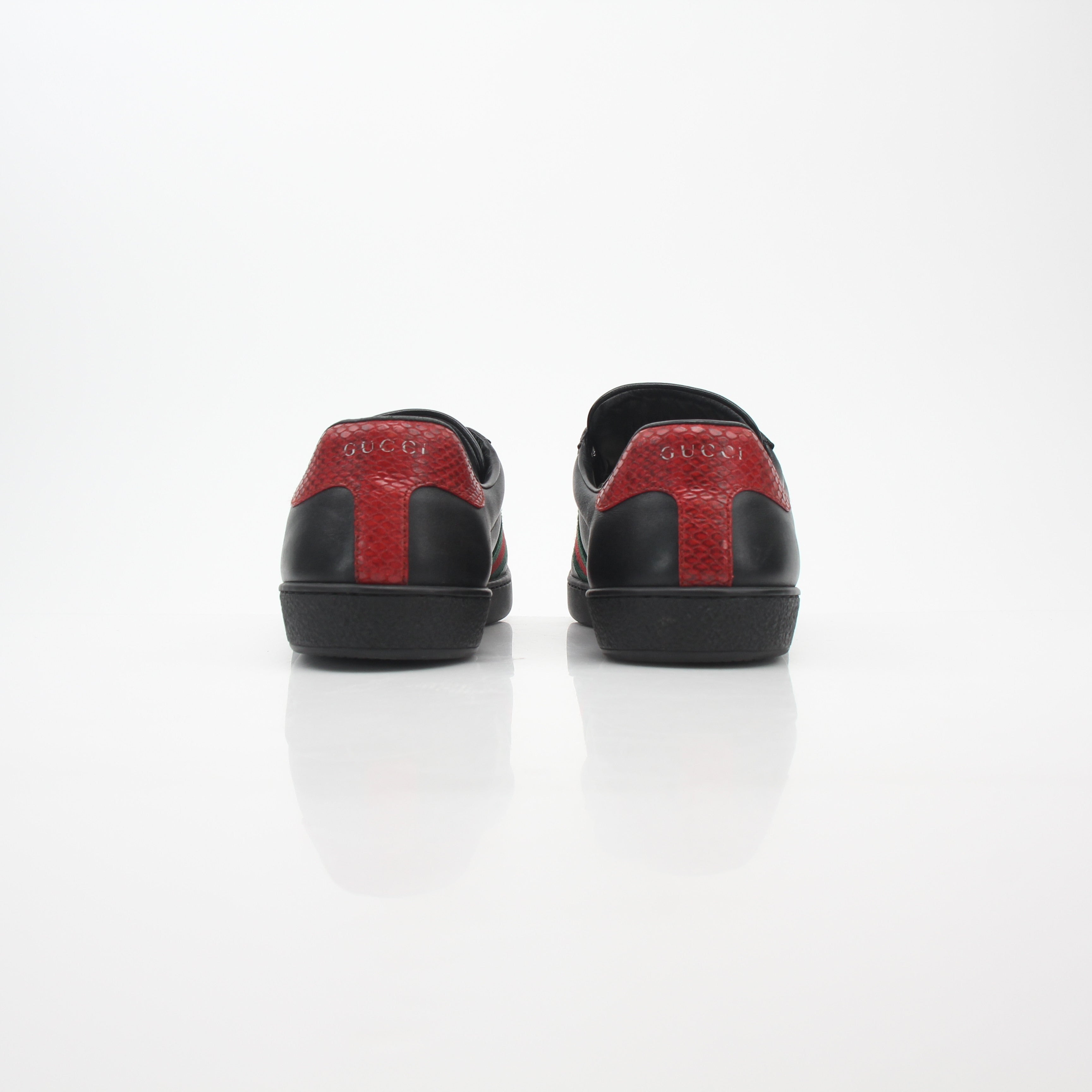 Gucci Black Ace Web Low-Top Sneakers