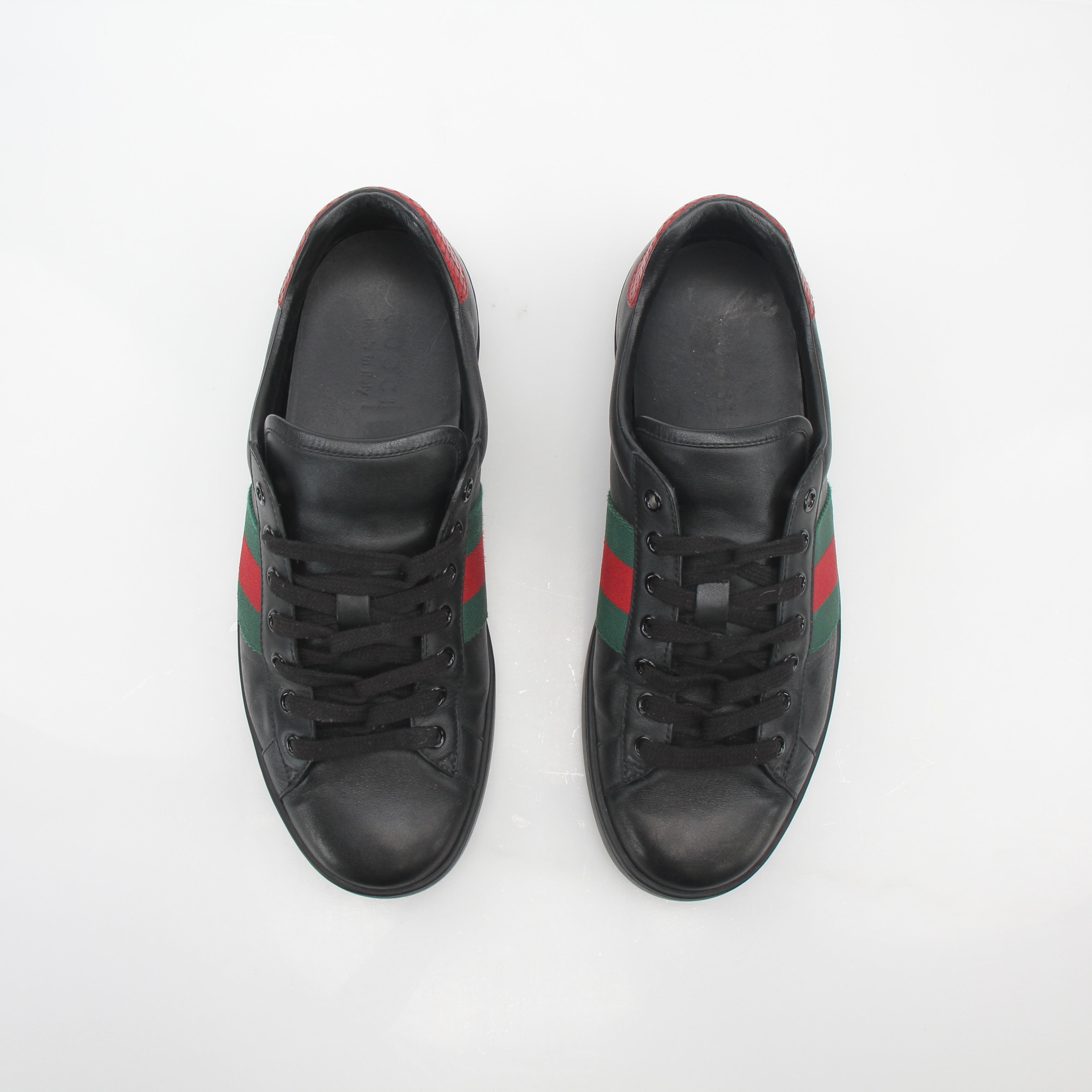 Gucci Black Ace Web Low-Top Sneakers