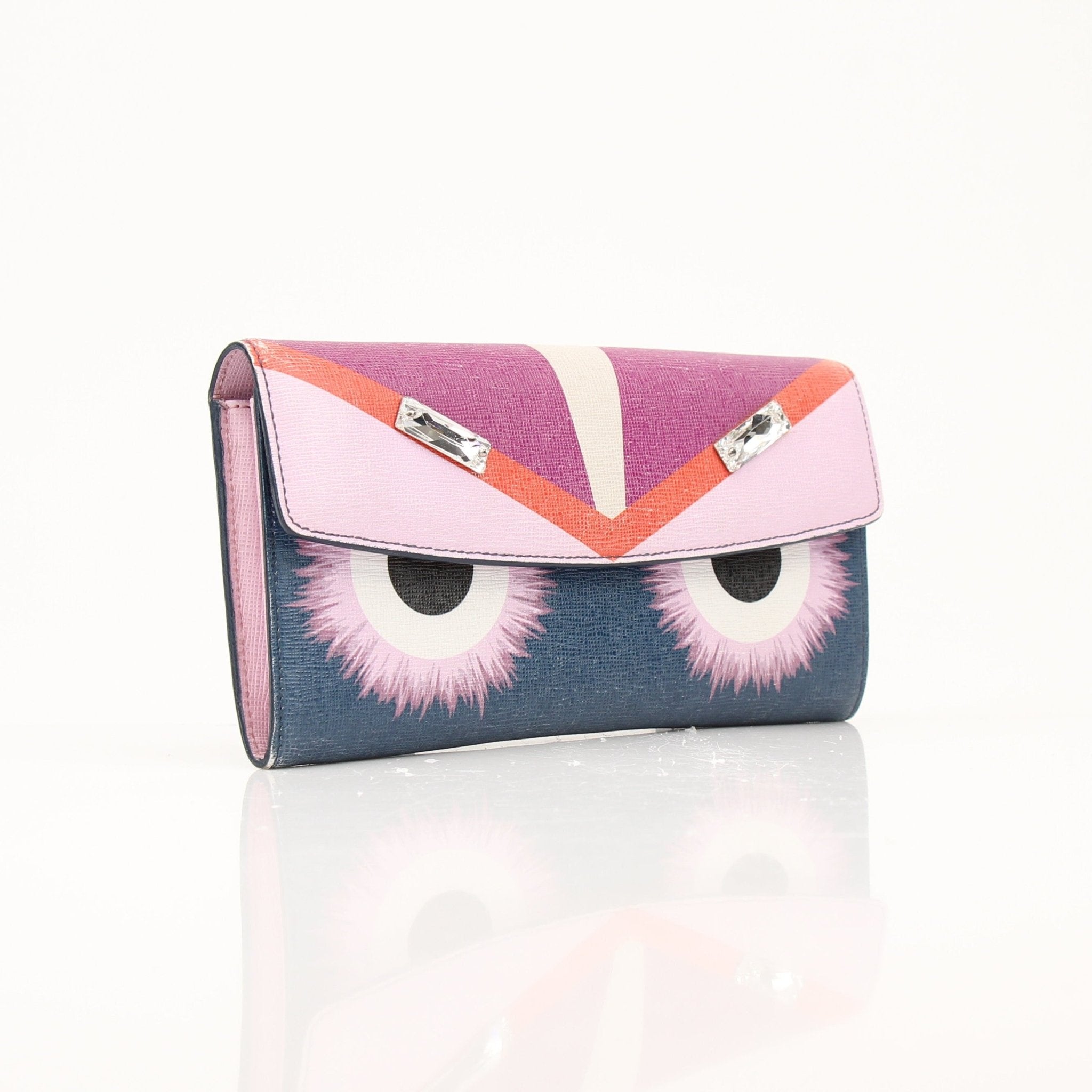 Fendi Monster Continental Wallet by Gold & Beyond featuring signature design, multiple card slots, and a sleek compact style