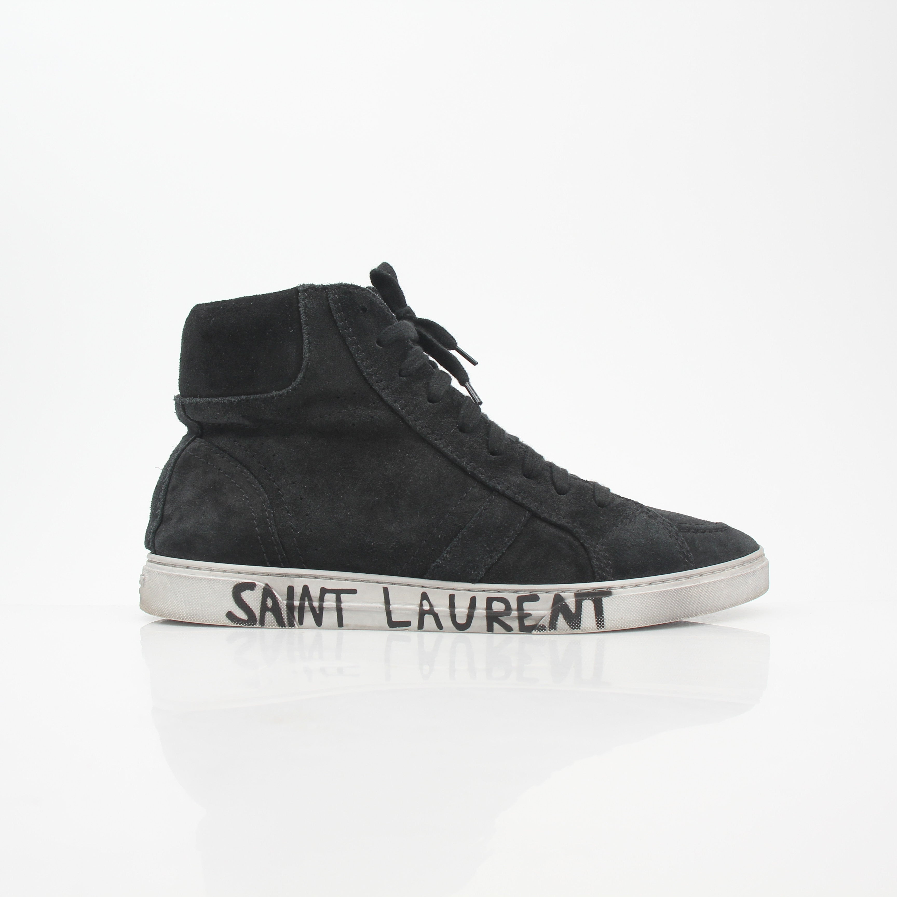 Saint Laurent Black Joe Suede High-Top Sneakers