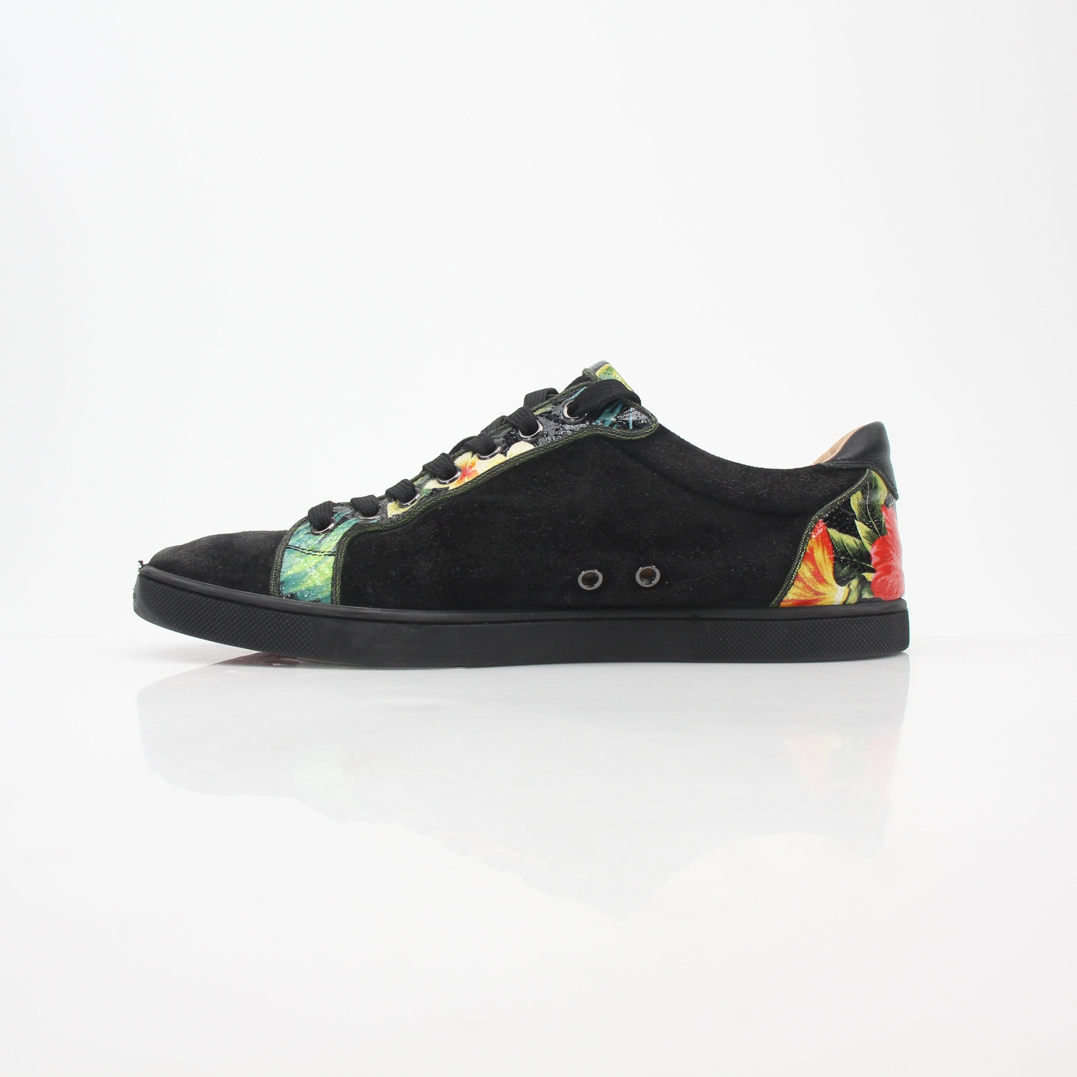 Christian Louboutin Black Louis Junior Floral Low-Top Sneakers