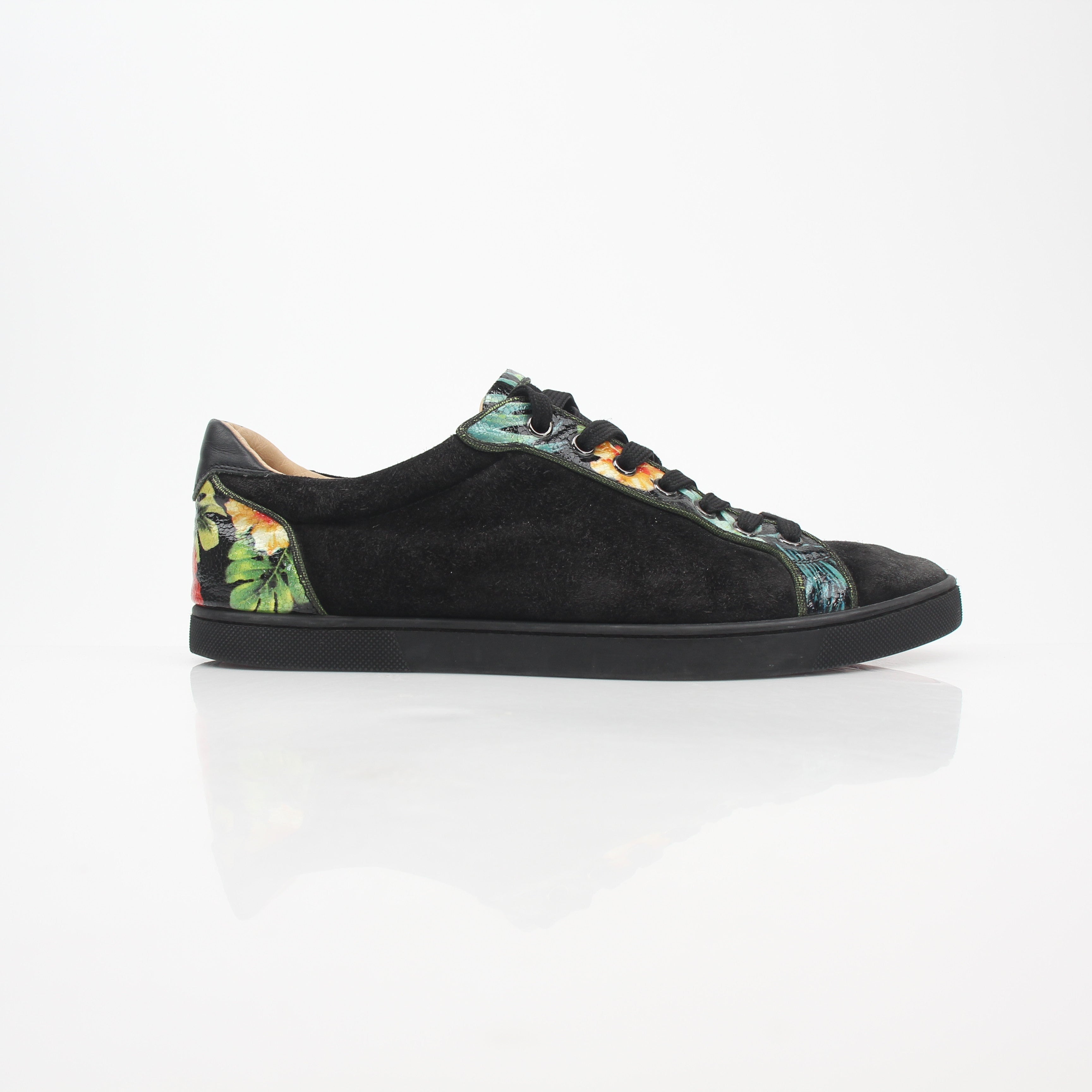 Christian Louboutin Black Louis Junior Floral Low-Top Sneakers