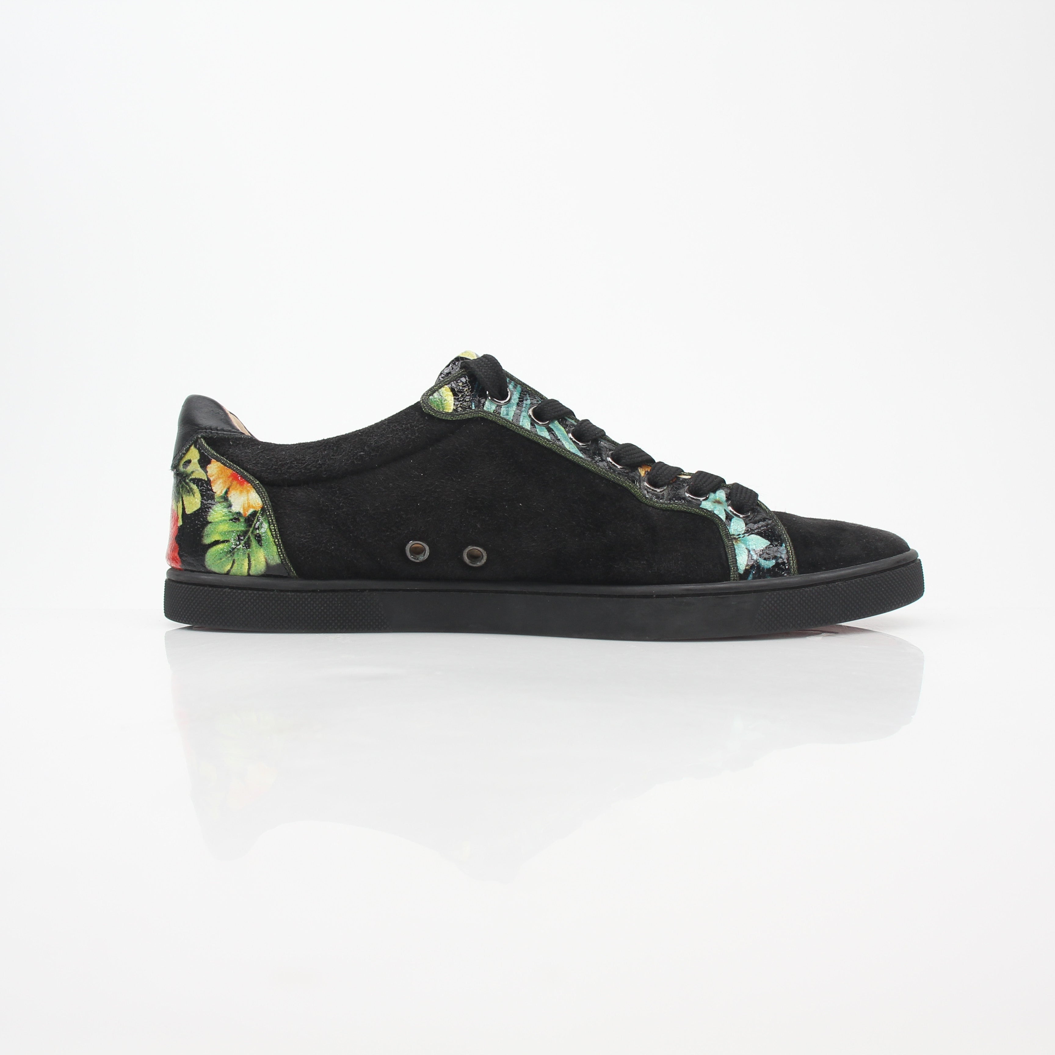 Christian Louboutin Black Louis Junior Floral Low-Top Sneakers