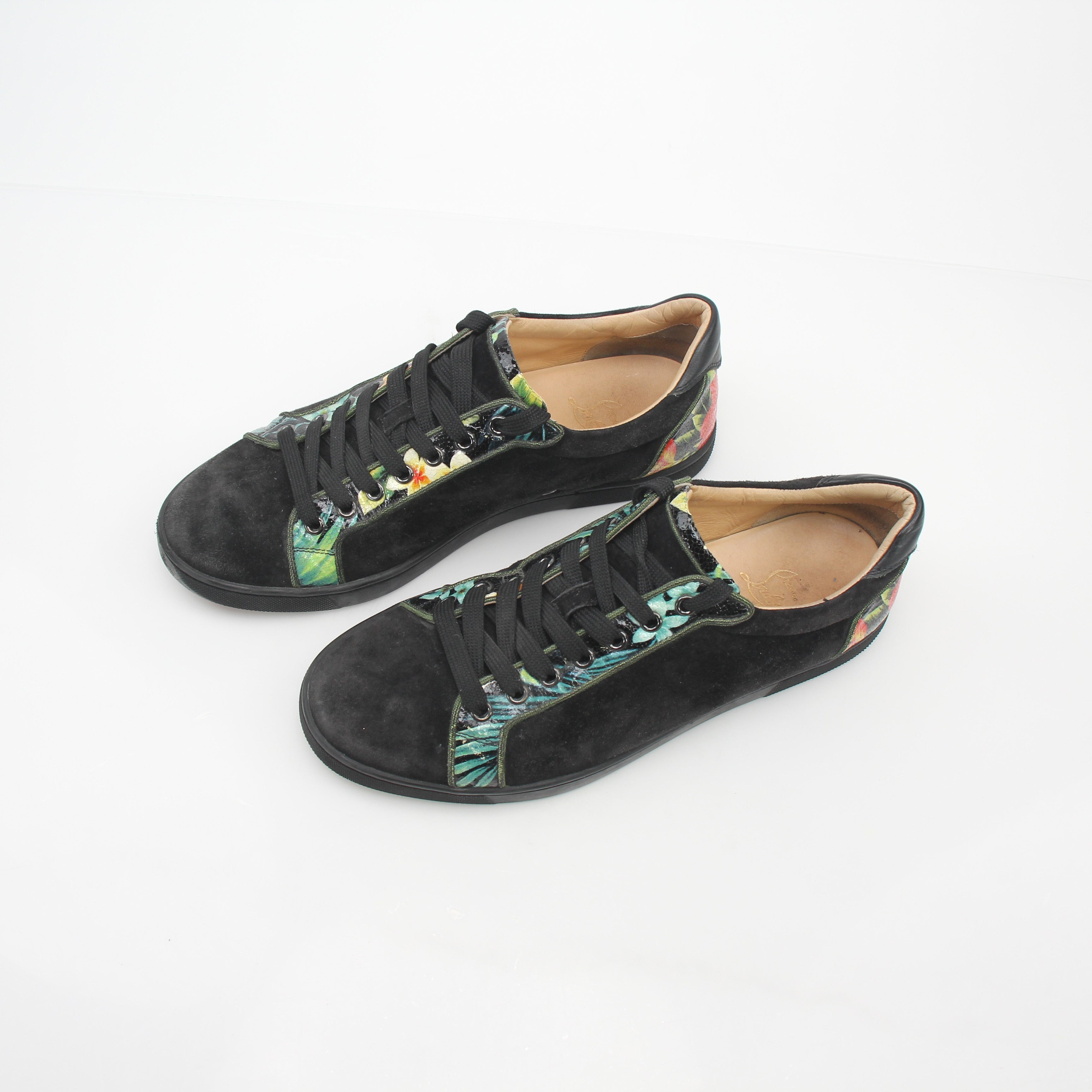 Christian Louboutin Black Louis Junior Floral Low-Top Sneakers