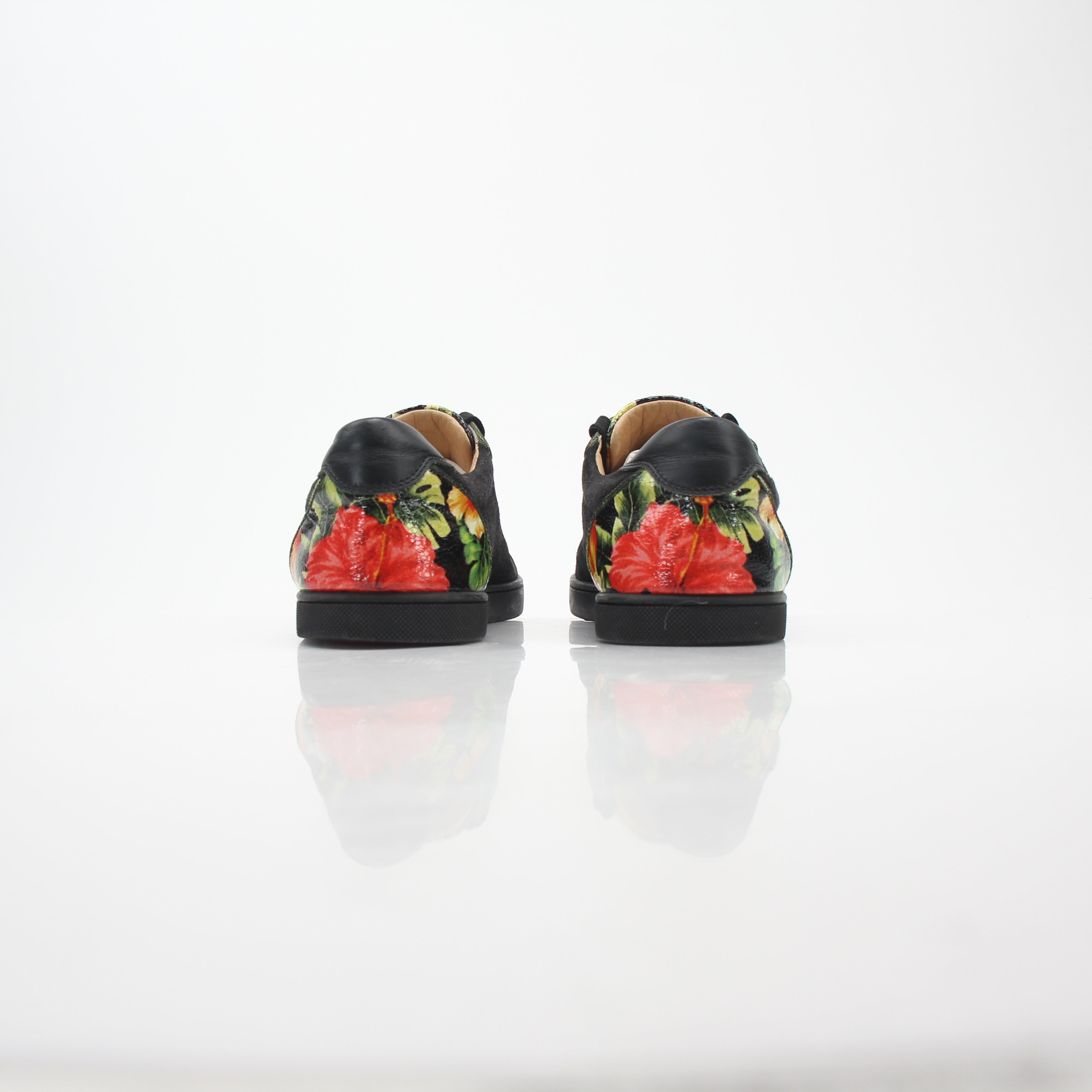 Christian Louboutin Black Louis Junior Floral Low-Top Sneakers